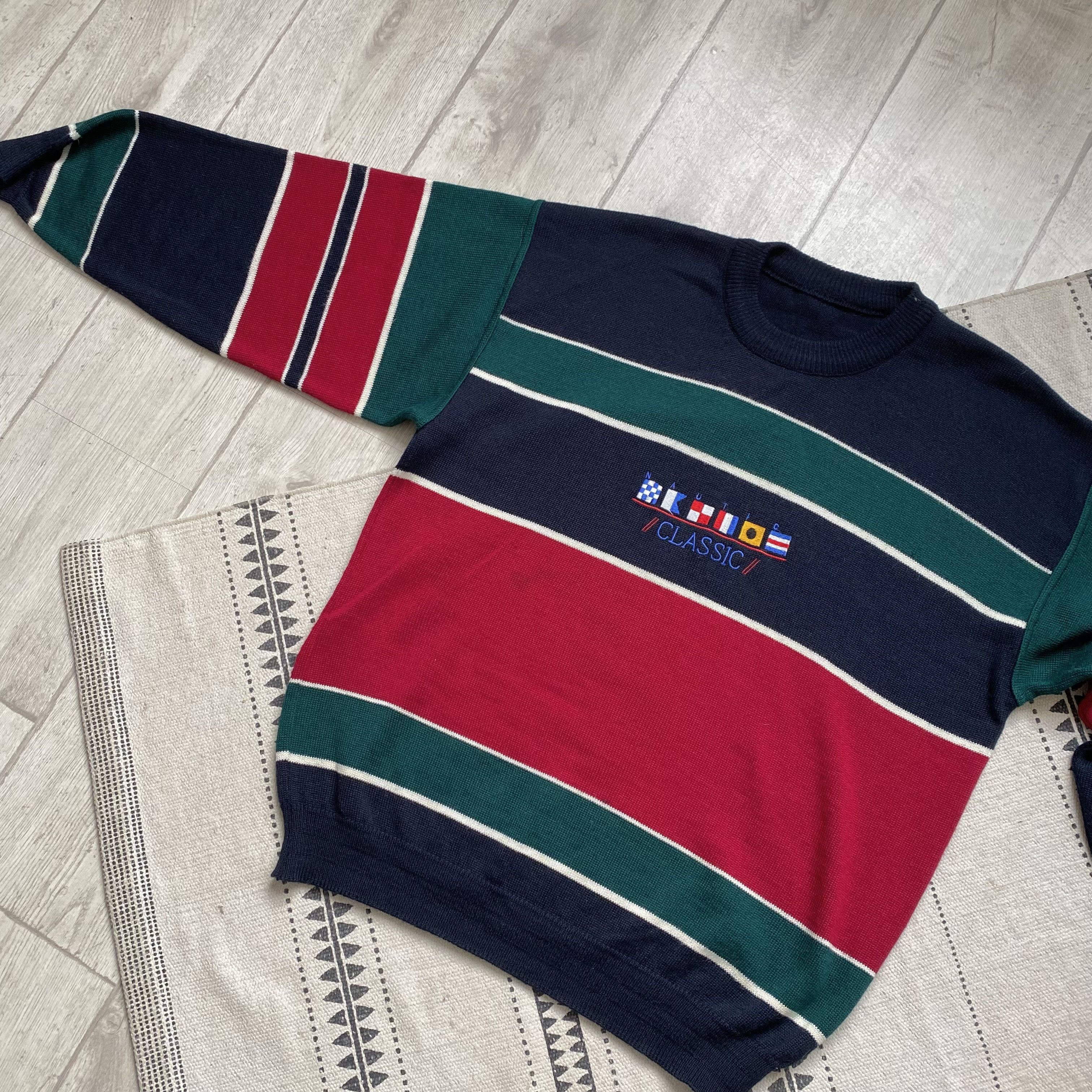 Nautica 🛥️ Vintage 90s Cozy Nautica wool sweater striped knitwear Size US L / EU 52-54 / 3 - 7 Thumbnail