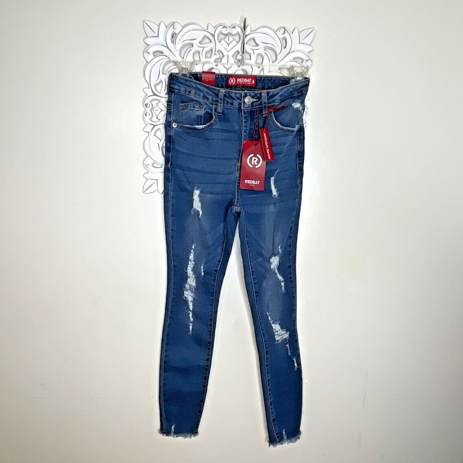Other REDBAT 6 Blue Jeans Distressed Denim High Rise Skinny NWT Size 24" / US 00 / IT 34 - 1 Thumbnail