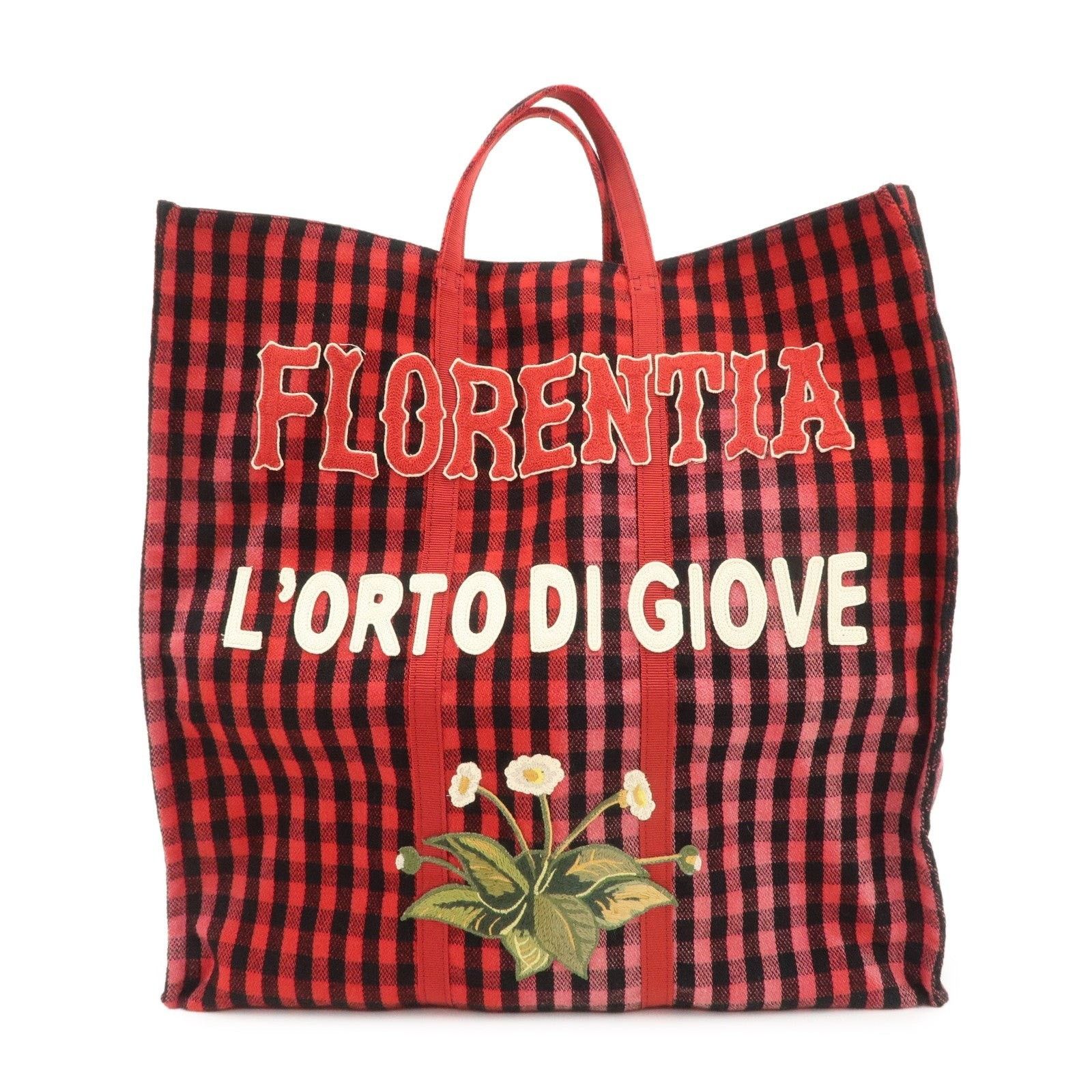 Gucci Gucci Florentia L'Orto Di Giove Canvas Tote Red Size ONE SIZE - 1 Thumbnail