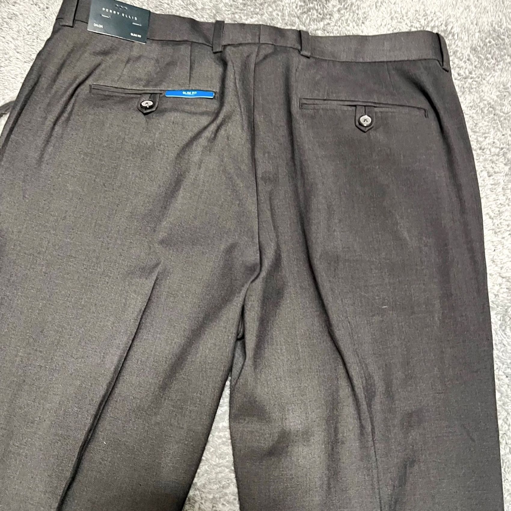 Perry Ellis Perry Ellis Dress Pants Mens 34x34 Gray Travel Luxe Slim Fit Stretch Washable Mens Dress Pants 34in Gray Size US 34 / EU 50 - 7 Thumbnail