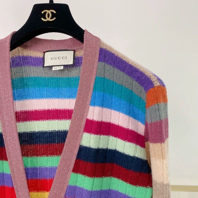 Gucci Gucci Rainbow cashmere wool knitted cardigan coat Size S / US 4 / IT 40 - 3 Thumbnail