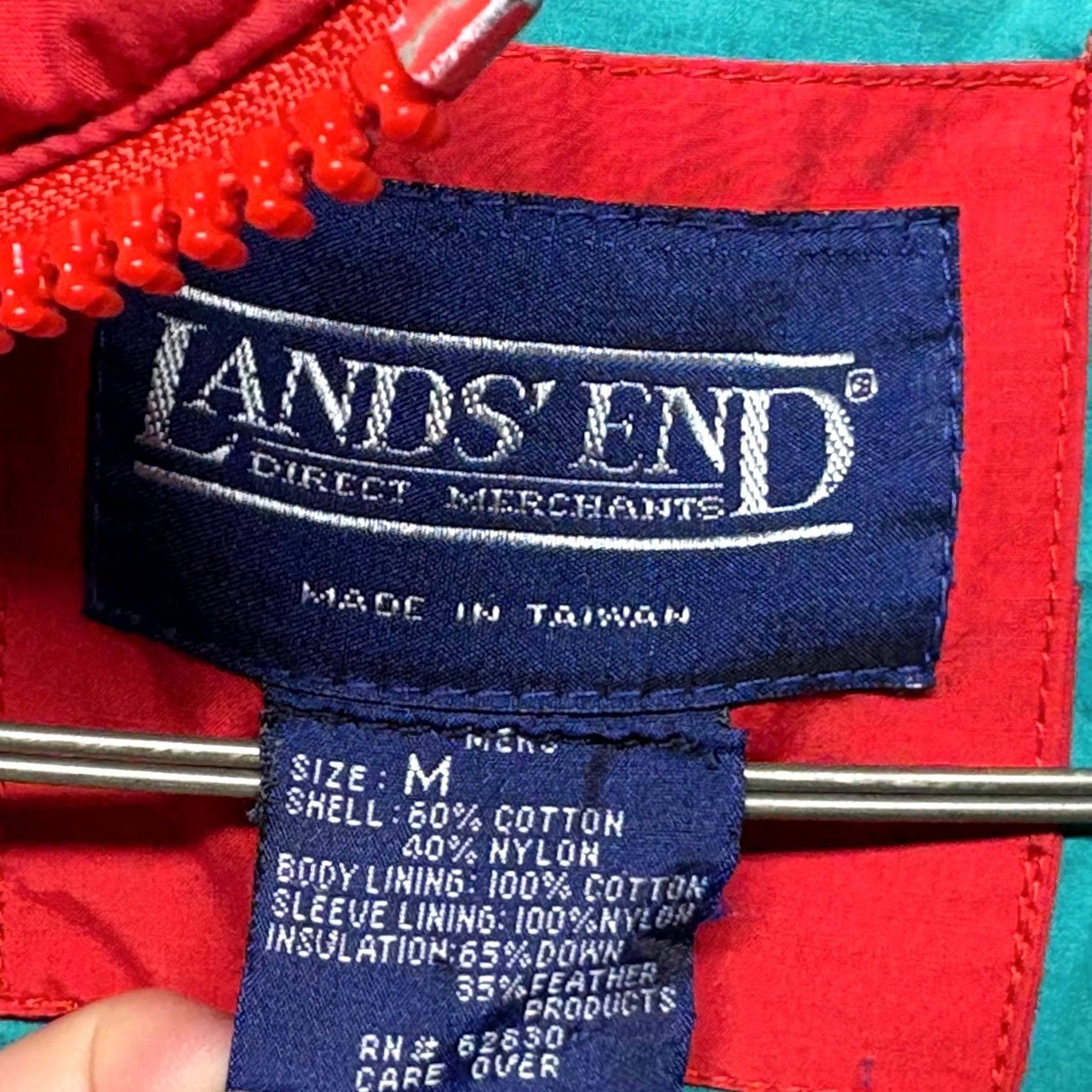 Lands' End Lands' End Vintage Down Jacket Red Pullover Anorak Puffer 1/4 Zip Ski Jacket M Men Jacket Size US M / EU 48-50 / 2 - 4 Thumbnail