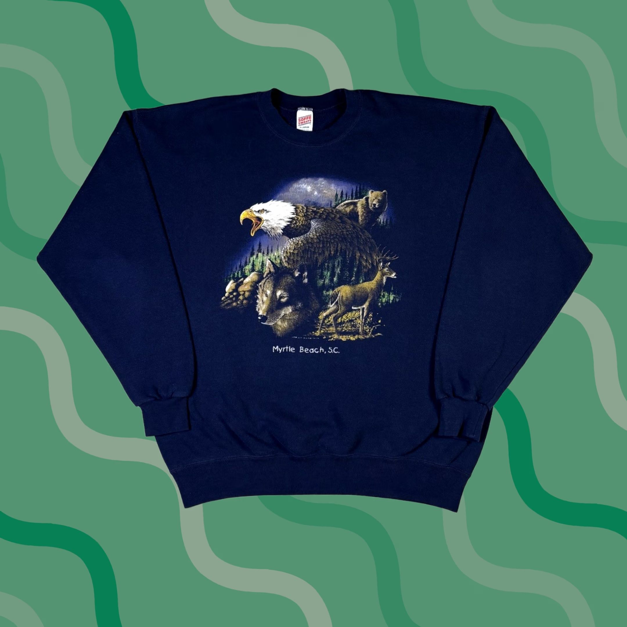 Soffe VINTAGE Soffe Sweatshirt Graphic Print 90s Crewneck Mens XL Blue Cotton Fleece Embroidered Pullover Gym & Training Size US XL / EU 56 / 4 - 1 Thumbnail