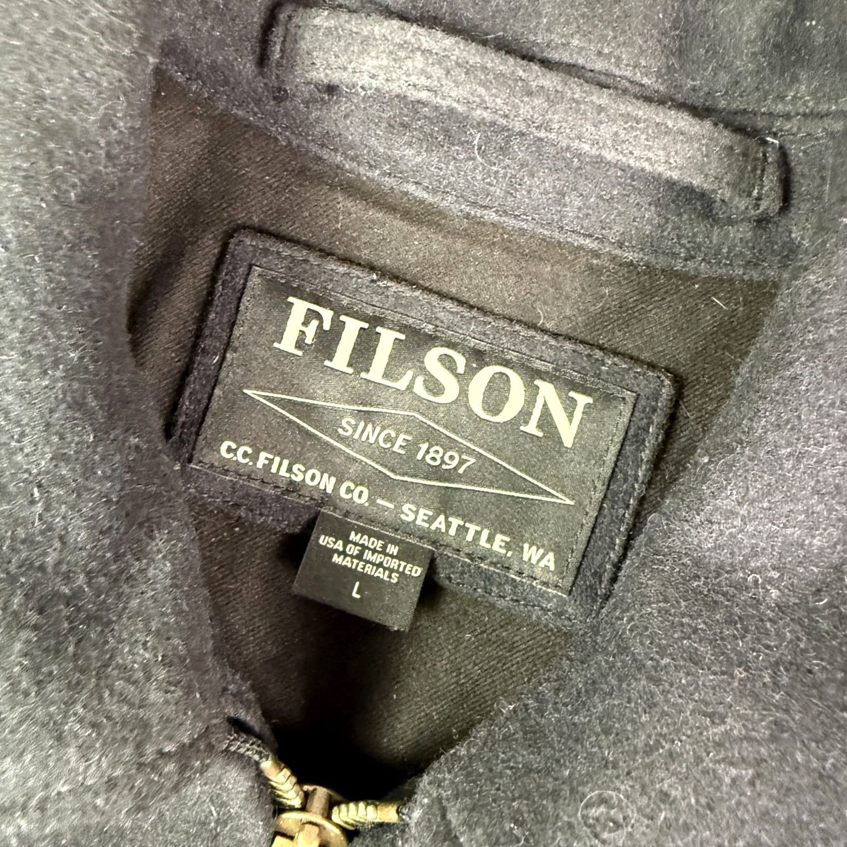 Filson VINTAGE Filson Mackinaw Work Jacket Mens Large Navy Blue Wool Full Zip Heavyweight Jacket Size US L / EU 52-54 / 3 - 3 Thumbnail
