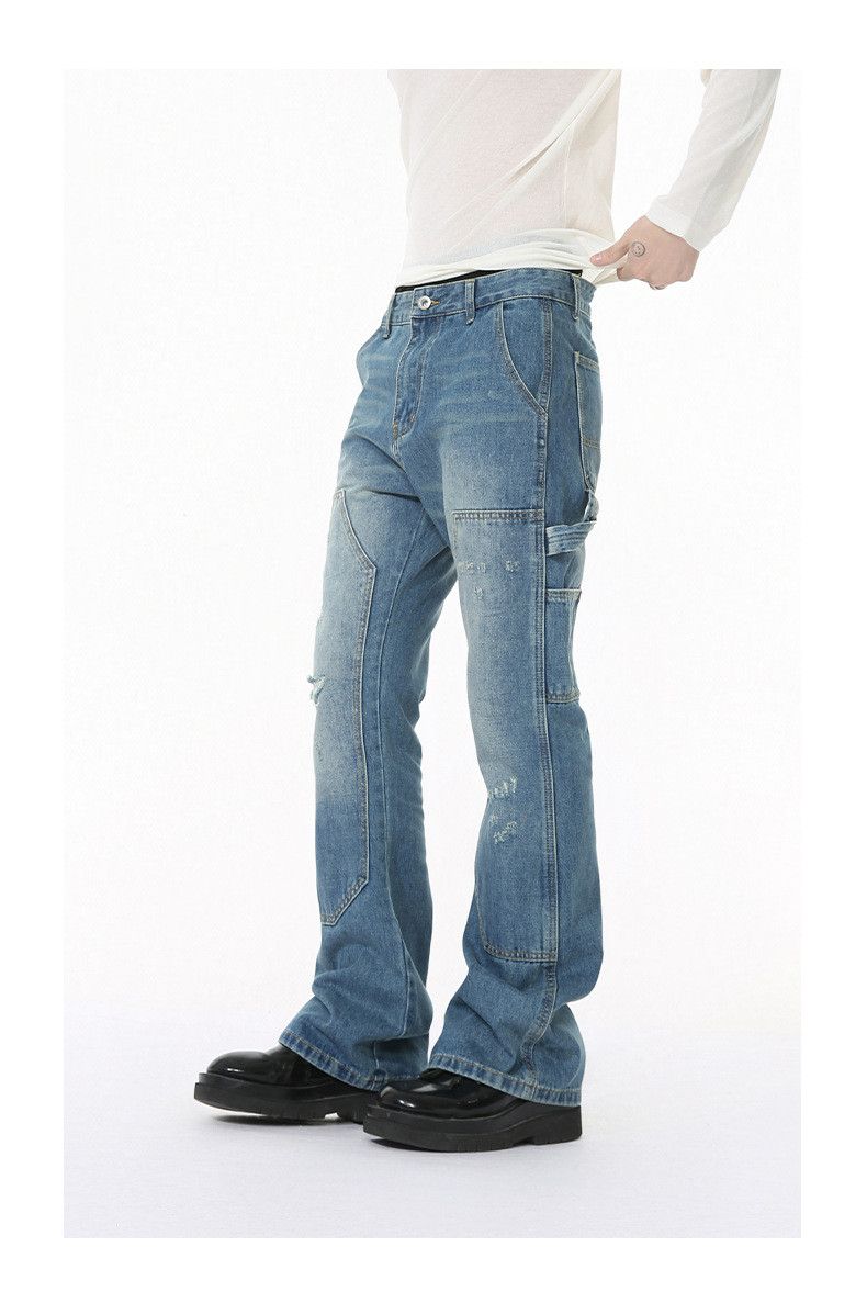 Japanese Brand Japanese style distressed patchwork flared cargo jeans Size US 32 / EU 48 - 4 Thumbnail