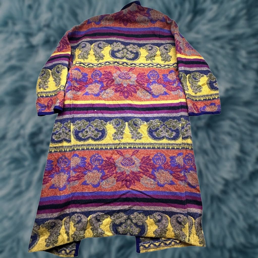 Vintage VINTAGE Gallery Wool Pea Coat Womens Medium Purple Floral Bohemian Psychedelic Long Sleeve Coat Mens Women Girls Size M / US 6-8 / IT 42-44 - 1 Thumbnail