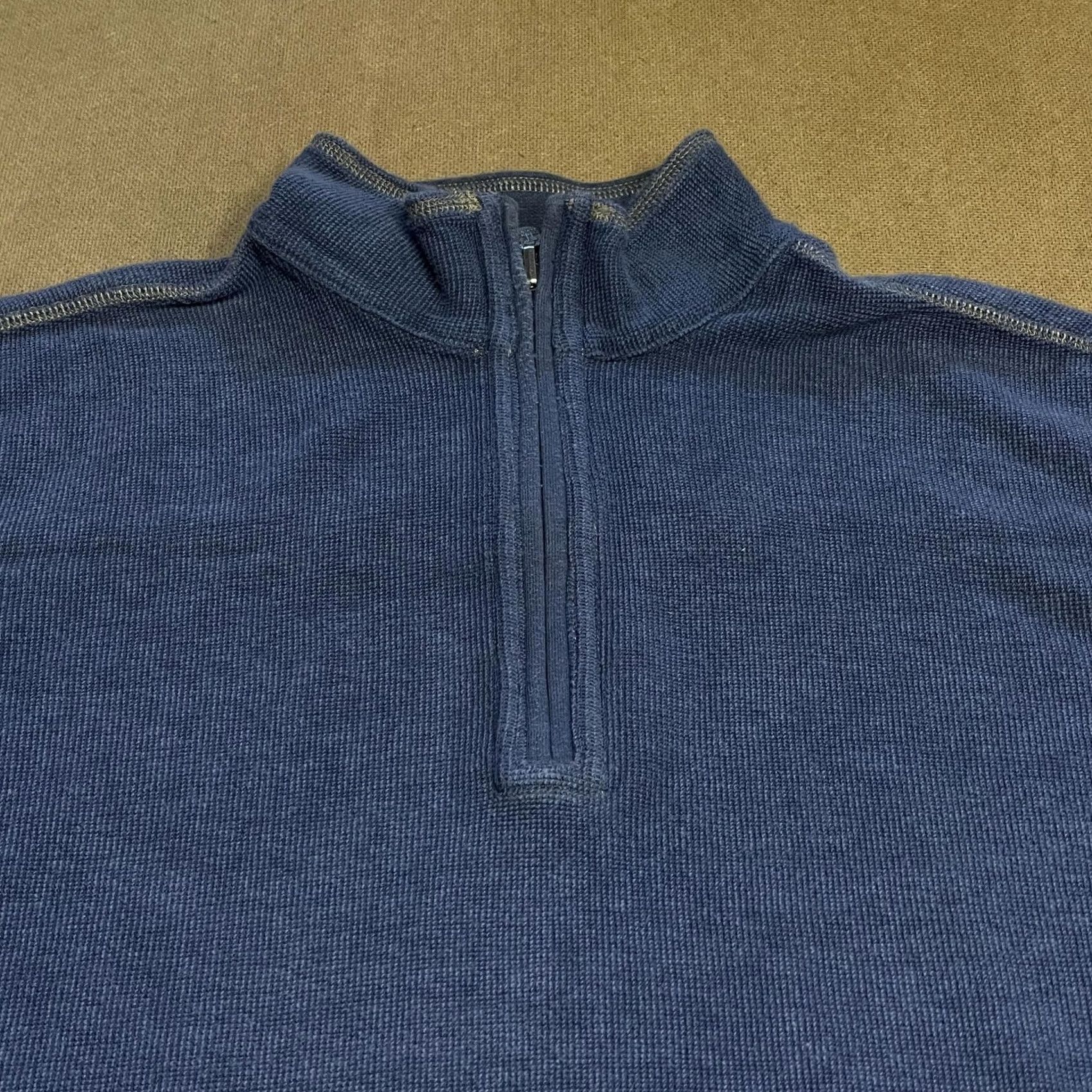 Tommy Bahama Tommy Bahama Mens Large Blue Half Zip Pullover Sweater Waffle Knit Casual Jeans Size US L / EU 52-54 / 3 - 4 Thumbnail