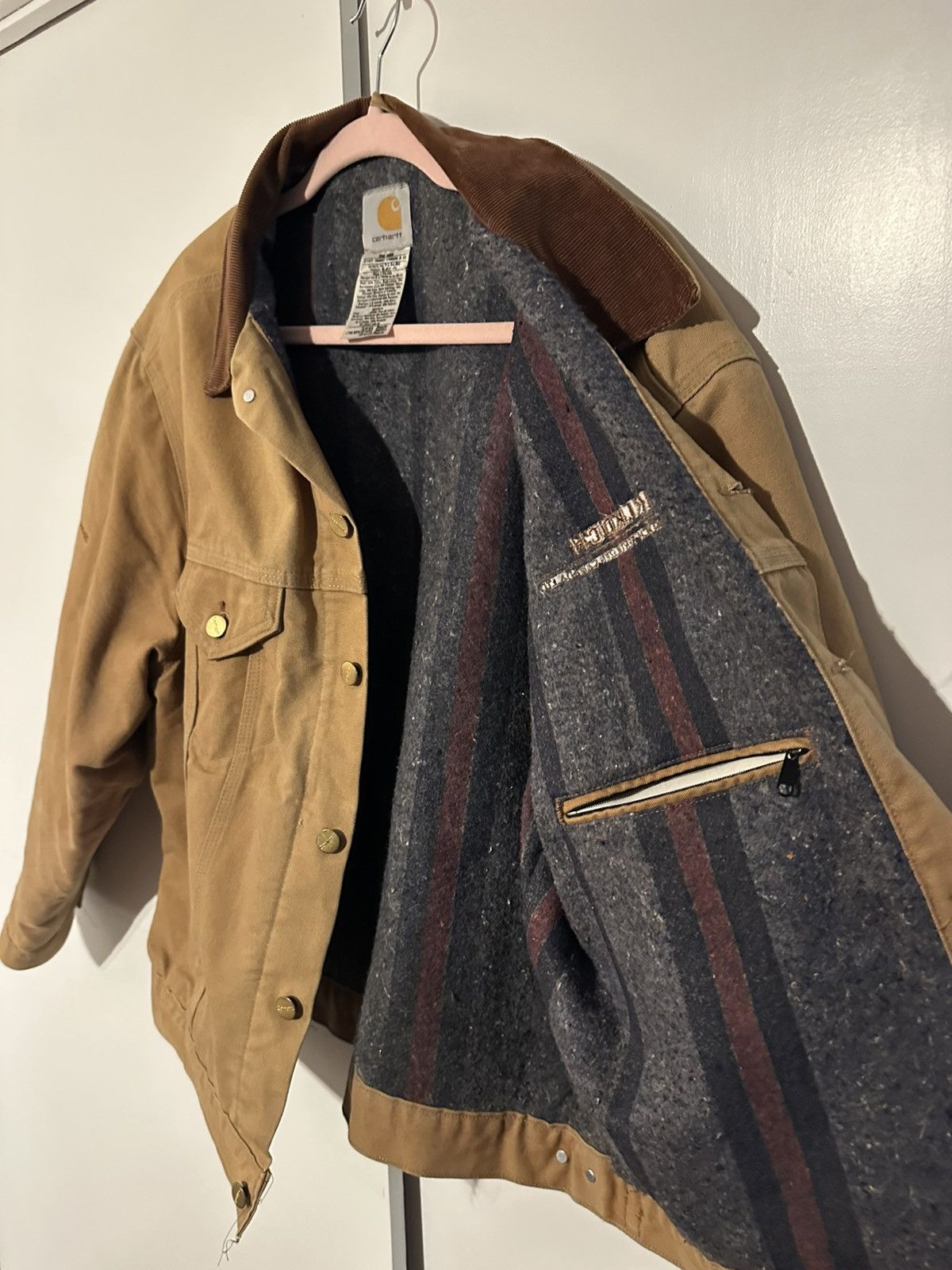 Carhartt × Vintage Vintage Carhartt Blanket Lined Trucker Jacket Embroidered Size US L / EU 52-54 / 3 - 7 Thumbnail
