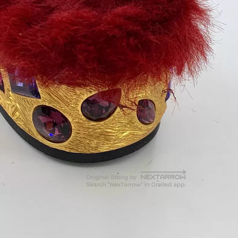 Prada Prada Red diamond-encrusted thick-heeled plush mule wrap h Size US 4.5 / IT 34.5 - 8 Thumbnail