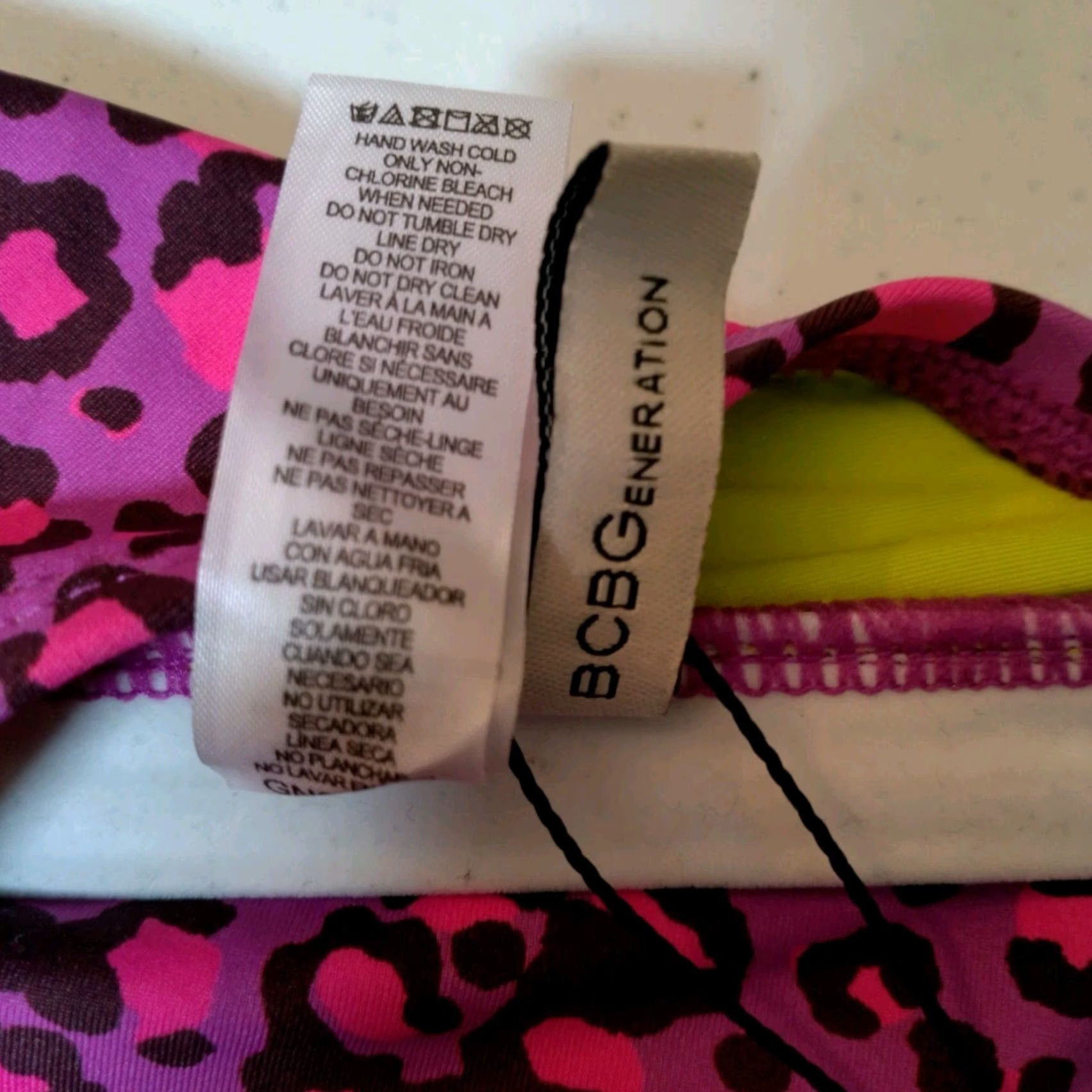 BCBGeneration BCBGeneration Bandeau Bathing Suit XL Purple Pink Animal Print Neon Womens Size XL / US 12-14 / IT 48-50 - 5 Thumbnail