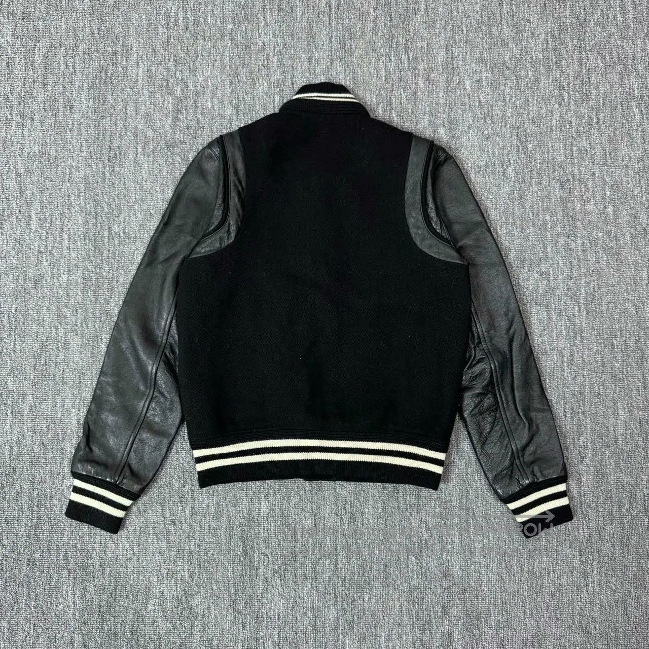 Saint Laurent Paris Saint Laurent Black Leather Sleeve Varsity Jacket. Size US M / EU 48-50 / 2 - 2 Thumbnail
