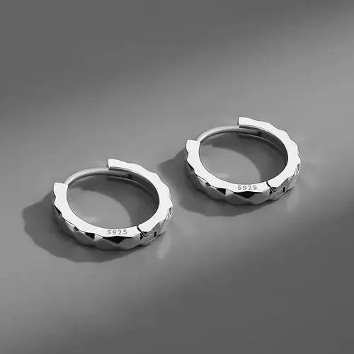 Other 925 Silver Plated Hoop Earrings for Men Women,Punk Hip Hop Size ONE SIZE - 1 Thumbnail