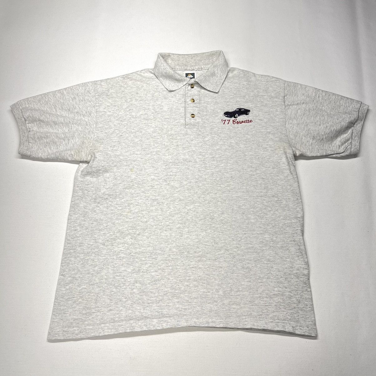 Vintage VTG Car Polo Shirt Grey Embroidered 1977 Corvette Cotton Size US L / EU 52-54 / 3 - 1 Thumbnail