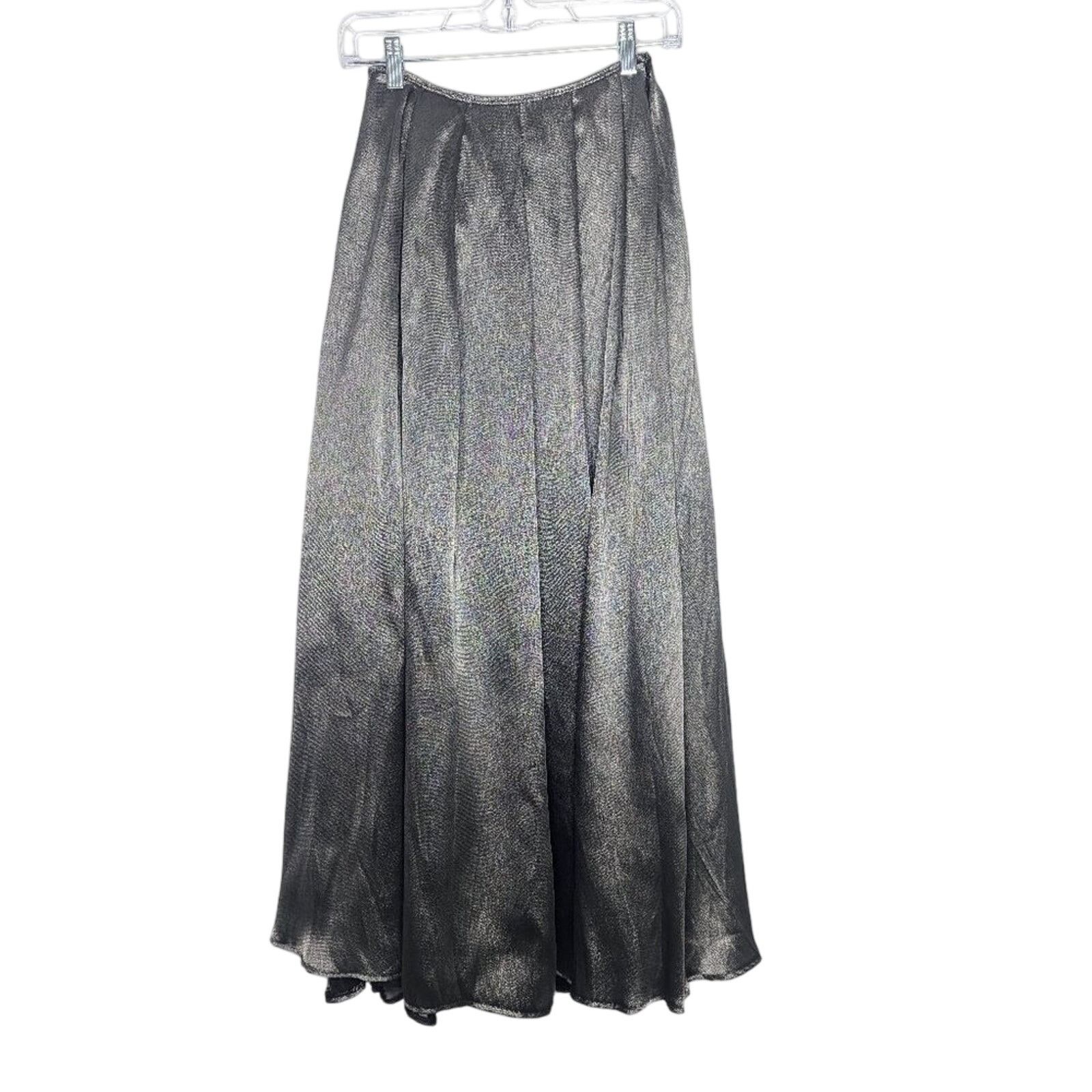 Vintage Carmen Marc Valvo Vintage 90's Silver Shimmery Pleated Skirt Size 26" / US 2 / IT 38 - 1 Thumbnail