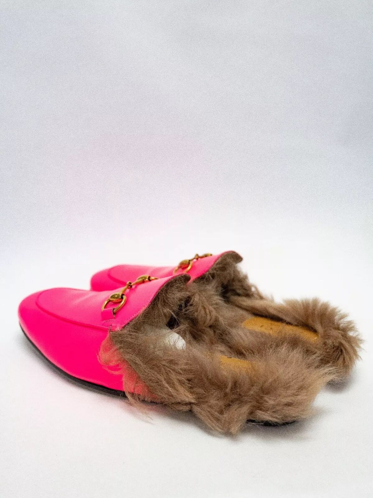 Gucci GUCCI Princetown Horsebit Neon Pink Loafer Wool Fur Flat Size US 8 / EU 41 - 10 Thumbnail
