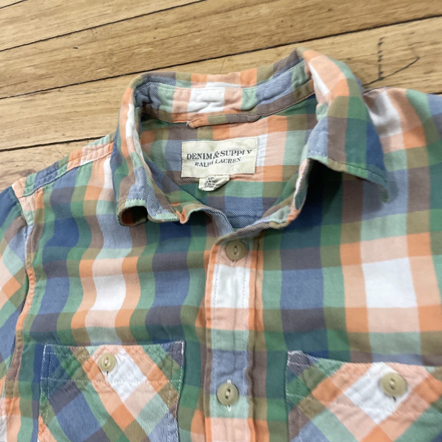 Ralph Lauren VINTAGE Ralph Lauren Denim & Supply Shirt Men S Y2k Bright Green Orange Plaid Madras Size US S / EU 44-46 / 1 - 4 Thumbnail