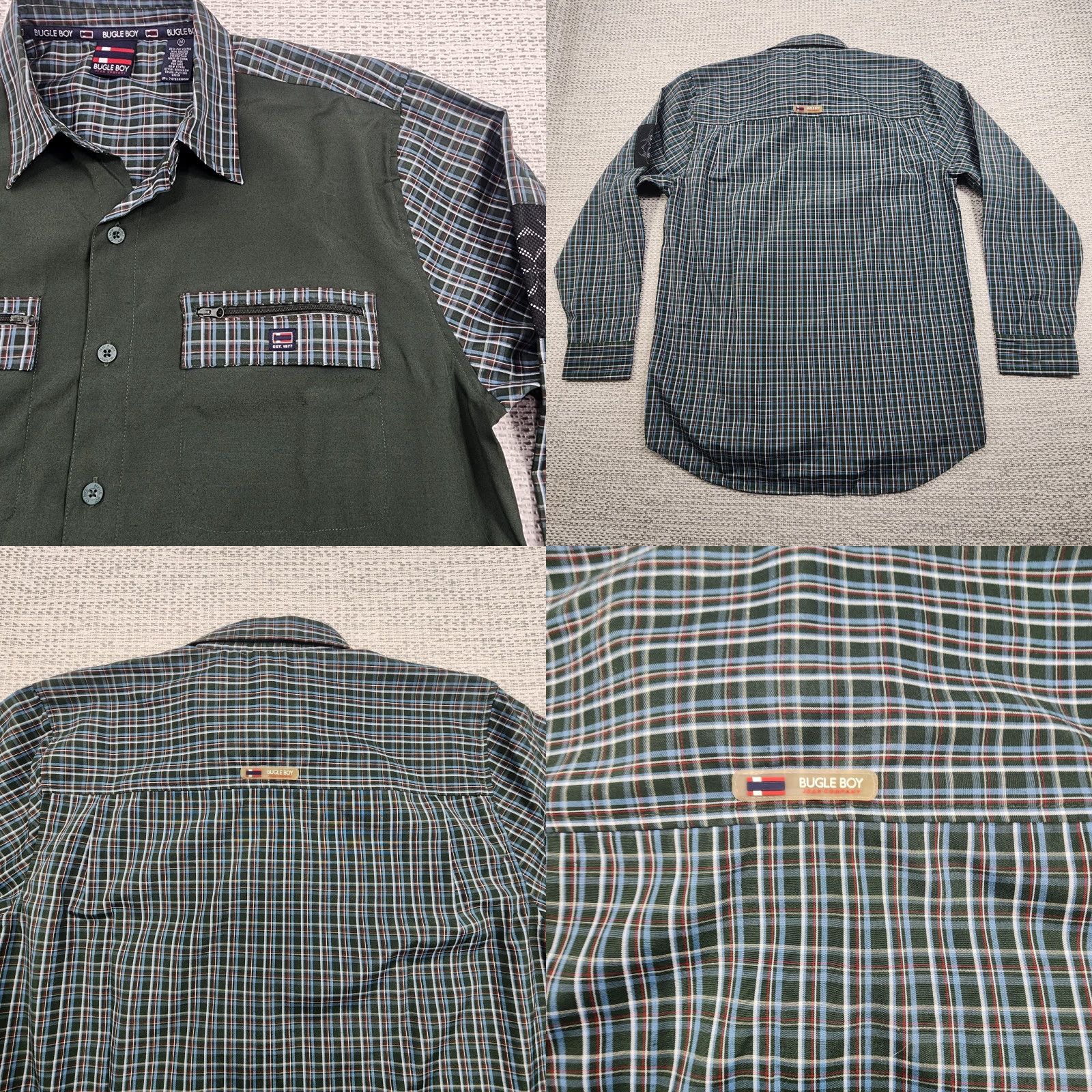 Bugle Boy VINTAGE Bugle Boy Shirt Mens M Green Plaid Long Sleeve Button-Up Utility Pockets Size US M / EU 48-50 / 2 - 8 Thumbnail