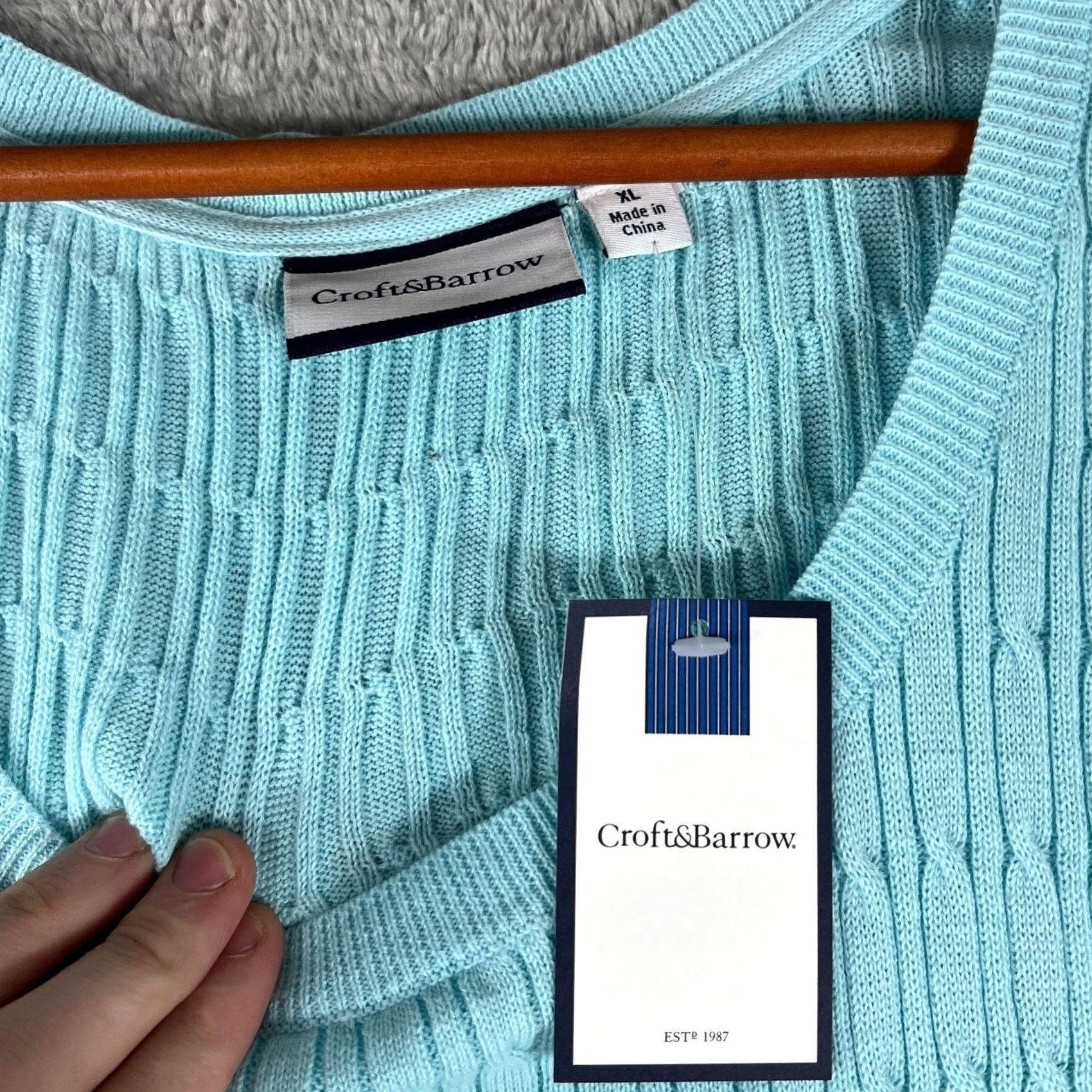 Croft & Barrow Croft & Barrow Sweater Vest Womens XL Blue Cable Knit Sleeveless Tank Top New Size XL / US 12-14 / IT 48-50 - 3 Thumbnail