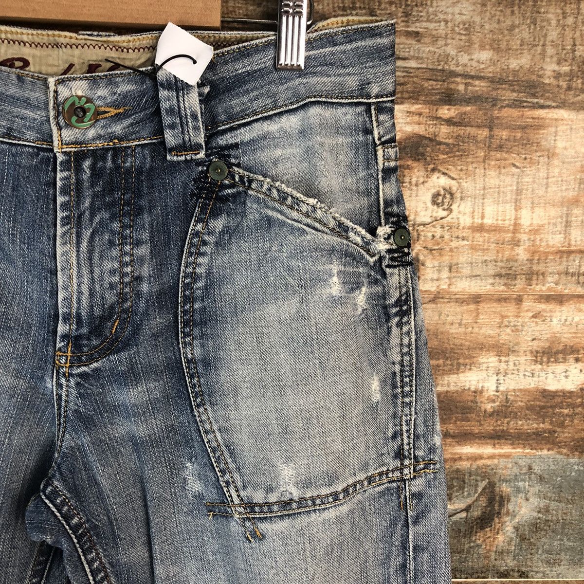 Japanese Brand Back Number Blue Distressed Denim Pants #A2098 Size US 30 / EU 46 - 11 Thumbnail