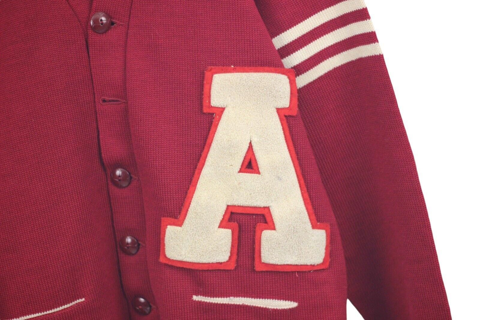 Designer Vintage 1950s Dehen Letterman Embroidered Wool Sweater L Size US L / EU 52-54 / 3 - 2 Thumbnail