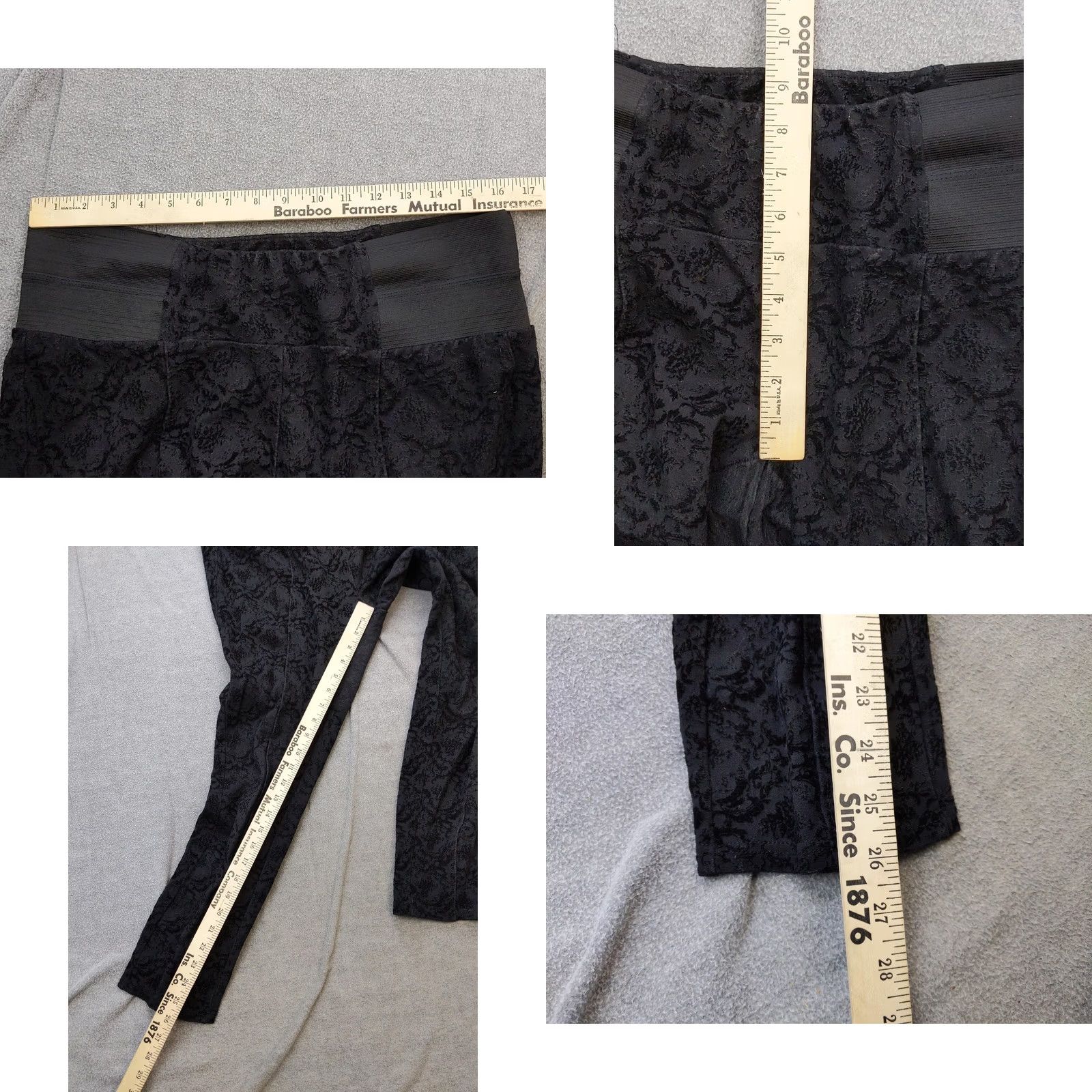 Velvet One 5 Pants Womens L Black Velvet Floral Skinny Jegging Stretch Pull Size 36" / US 14 / IT 50 - 8 Thumbnail