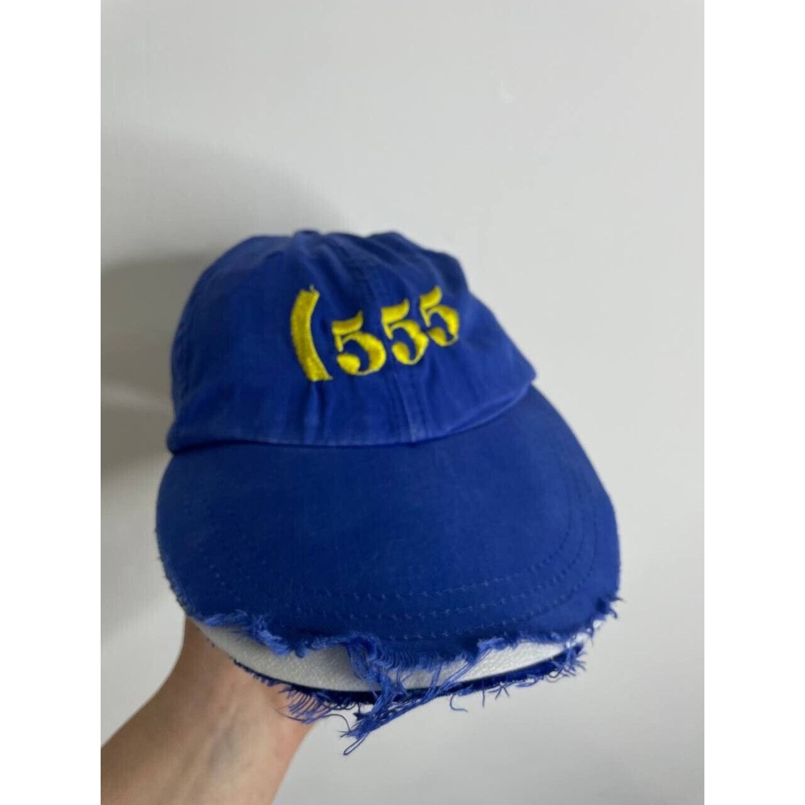 Japanese Brand × Vintage Vintage Distressed Blue Cap 1555 Embroidered Yellow Logo Hat Size ONE SIZE - 2 Thumbnail