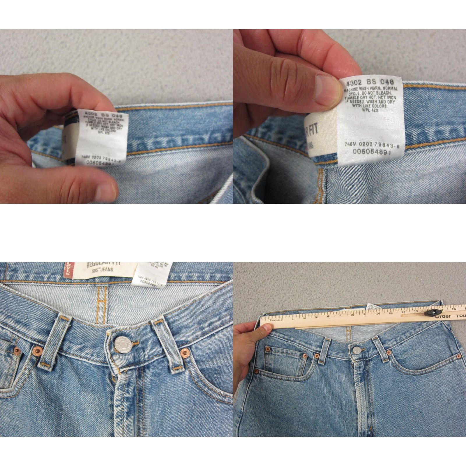 Levi's VINTAGE Levi's Jeans 505 Regular Blue 33x34 Mens Straight Denim 5-Pocket Zipper Button Logo Y2K Size US 33 - 9 Thumbnail