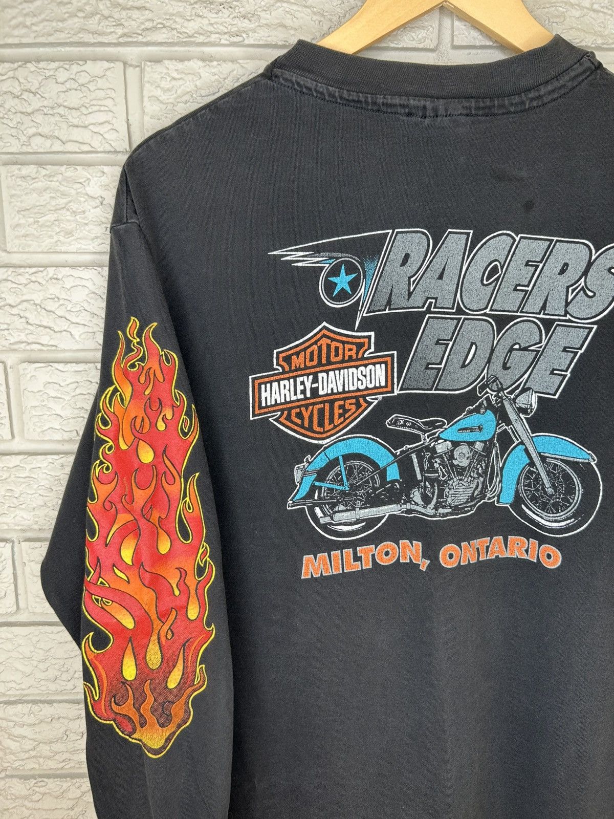 Harley Davidson RARE Vintage 80s Harley Davidson Flame Long Sleeve Shirt Size US L / EU 52-54 / 3 - 8 Thumbnail
