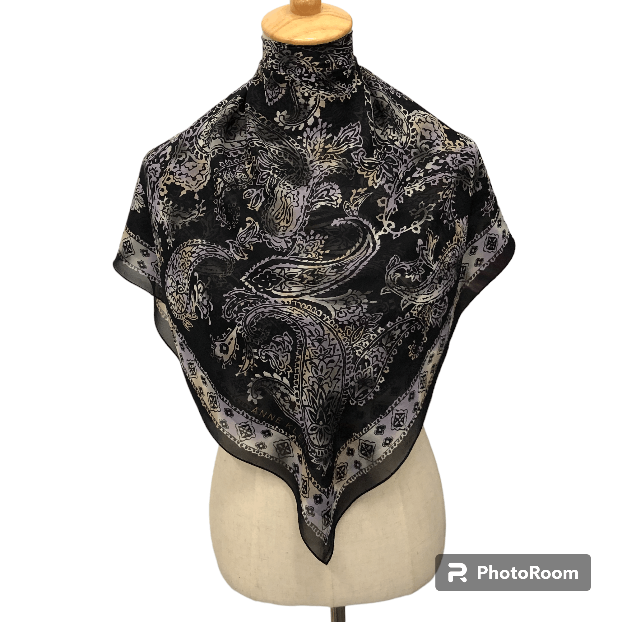 Japanese Brand Anne Klein Luxury Paisley Silk Scarf M300 Size ONE SIZE - 1 Thumbnail