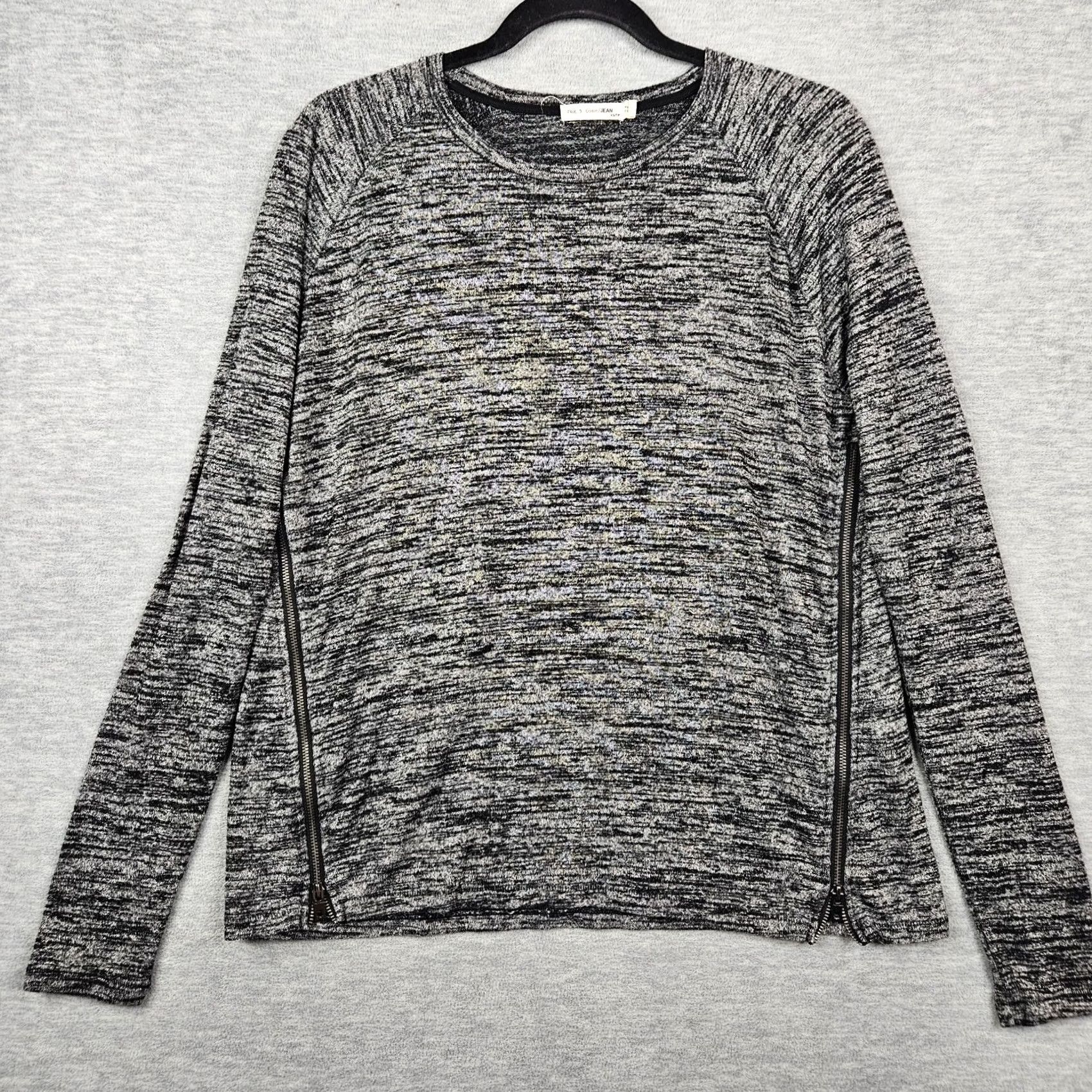 Rag & Bone rag & bone/jean Women's Heater Gray Stretch Knit Site Zipper Sweater XS Size XS / US 0-2 / IT 36-38 - 2 Thumbnail