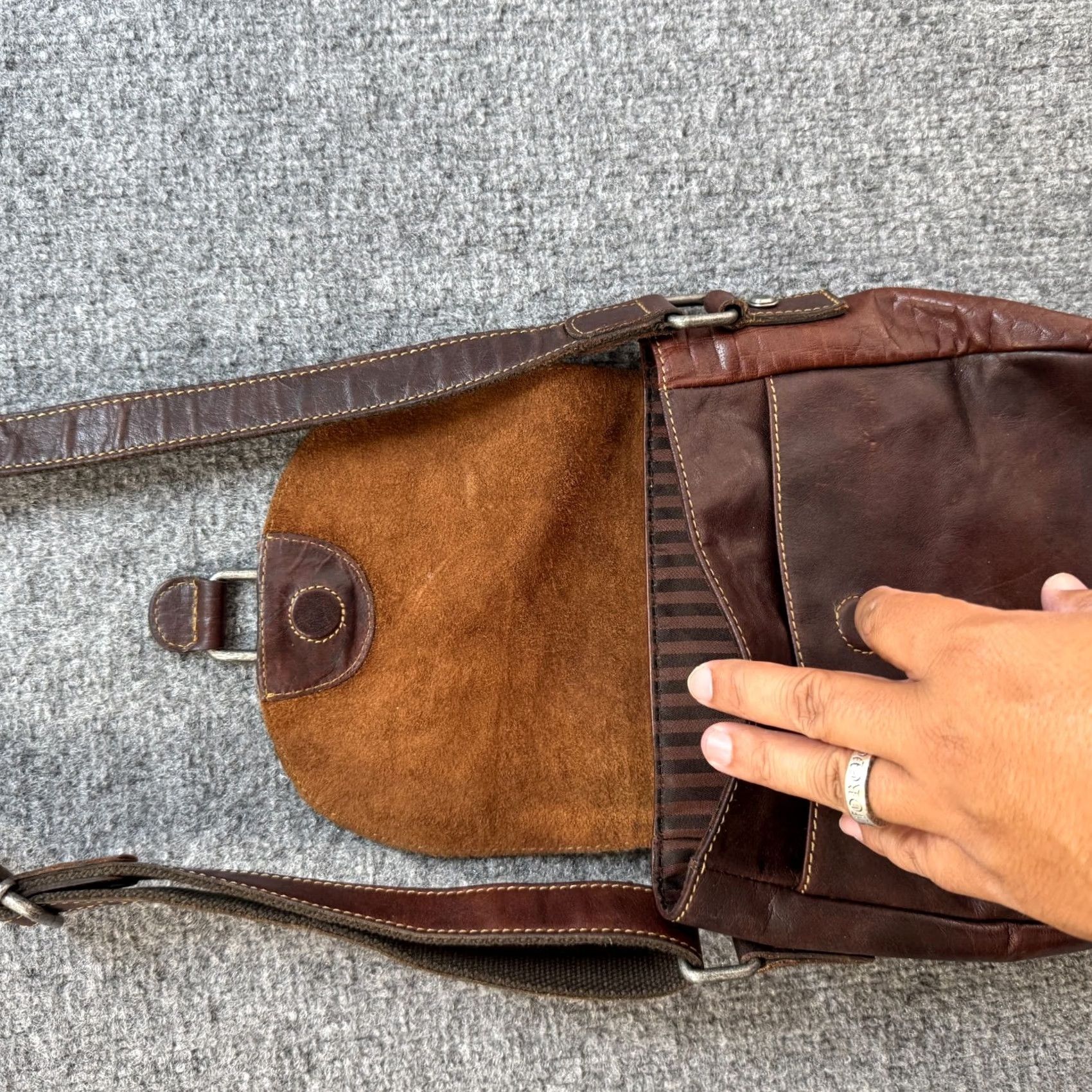 George Jack Georges Brown Leather Crossbody Shoulder Bag Adjustable Strap Size ONE SIZE - 7 Thumbnail