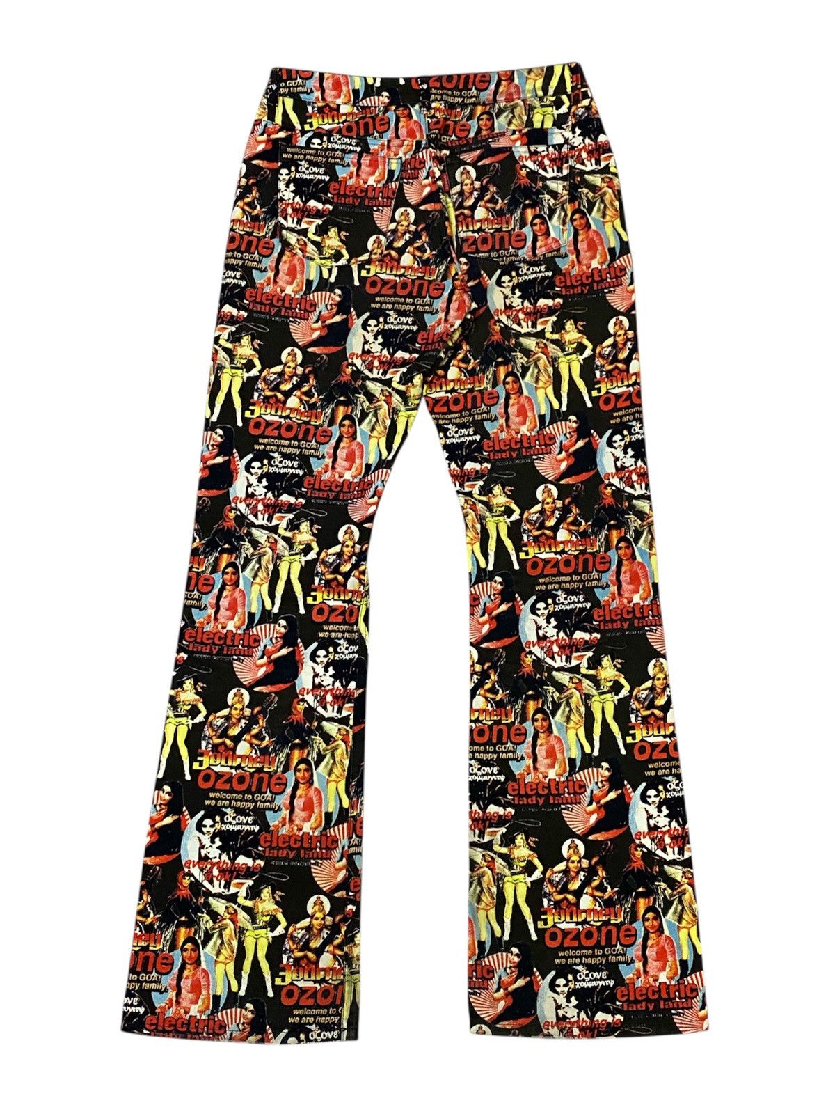 Vintage 💃90s Ozone Communituly Tokyo Cowgirls Printed Bootcut Jeans Size US 28 / EU 44 - 2 Thumbnail