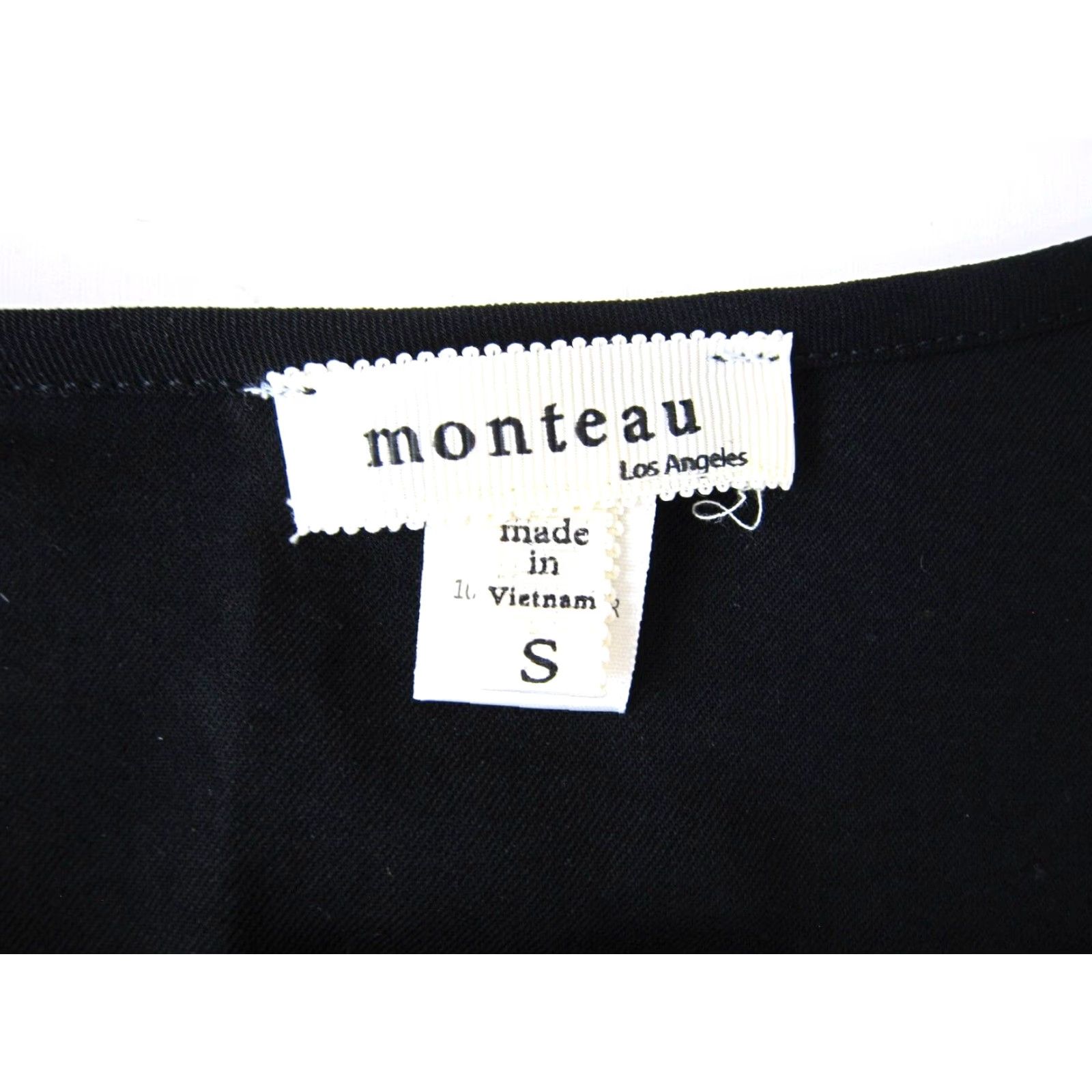 Vintage Monteau Black Stretch High Neck Short Sleeve Modest Tunic Sheath Dress Small Size 28" / US 6 / IT 42 - 3 Thumbnail