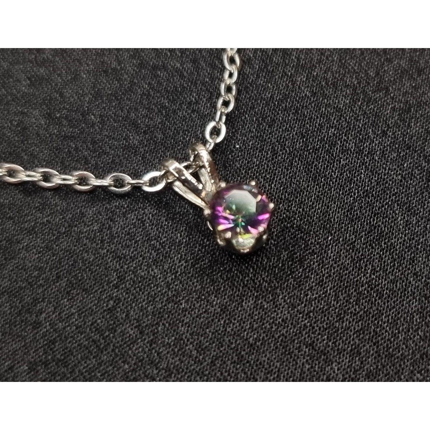 Vintage 925 Sterling Silver Necklace & Stud Earrings Set With Multi- Size ONE SIZE - 3 Thumbnail