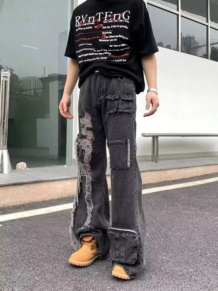 Japanese Brand × Vintage Ropa Grunge Y2K Streetwear Ripped Baggy Size US 31 - 4 Thumbnail