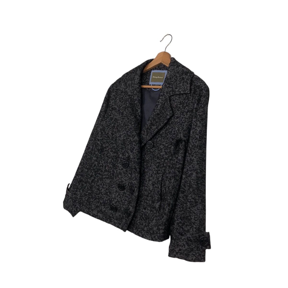 Japanese Brand Tommy Bahama Wool Blend Peacoat — Charcoal Herringbone Size US XS / EU 42 / 0 - 3 Thumbnail