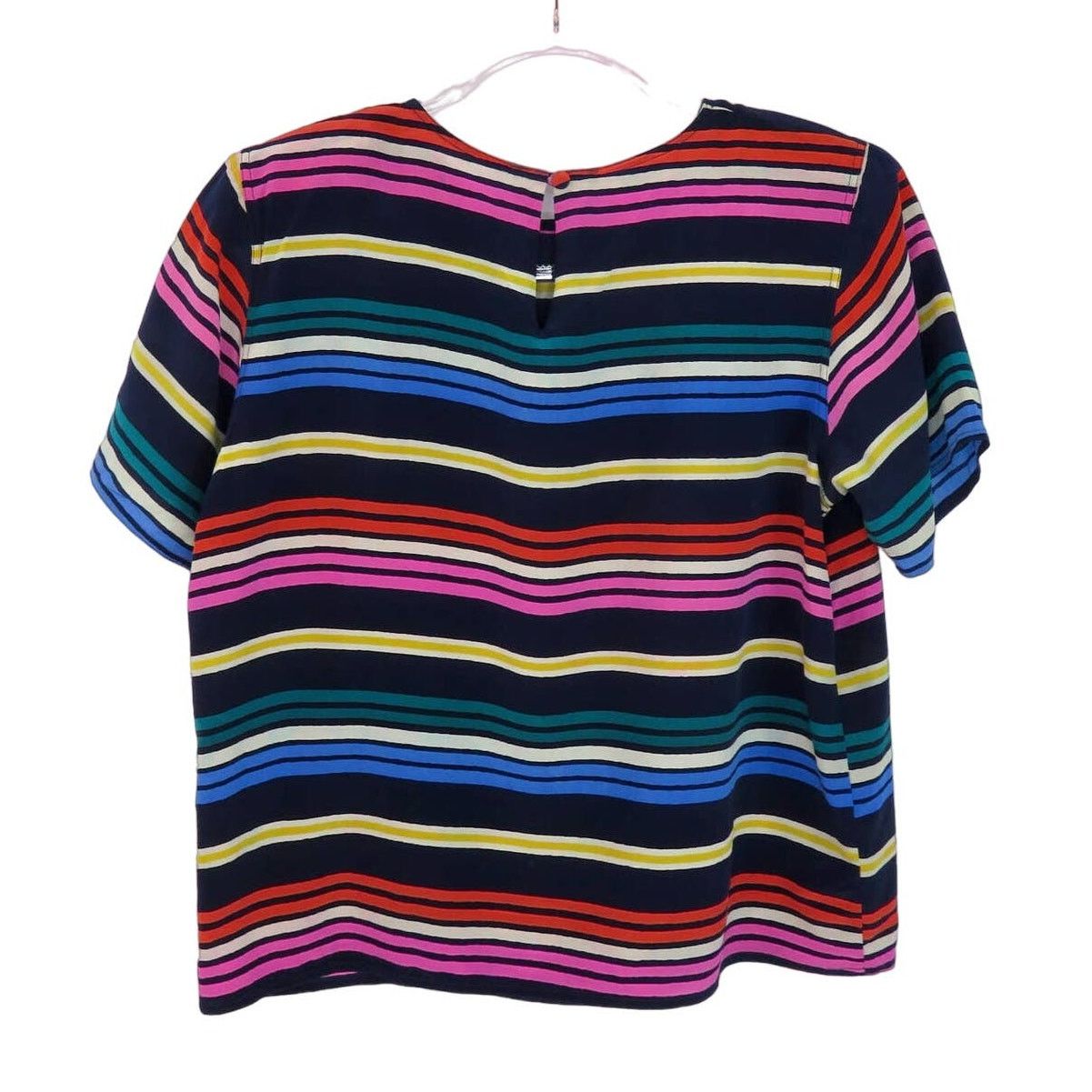 Vintage 90s Vintage Rainbow Striped Silk Top Shoulder Pads Small Size S / US 4 / IT 40 - 3 Thumbnail