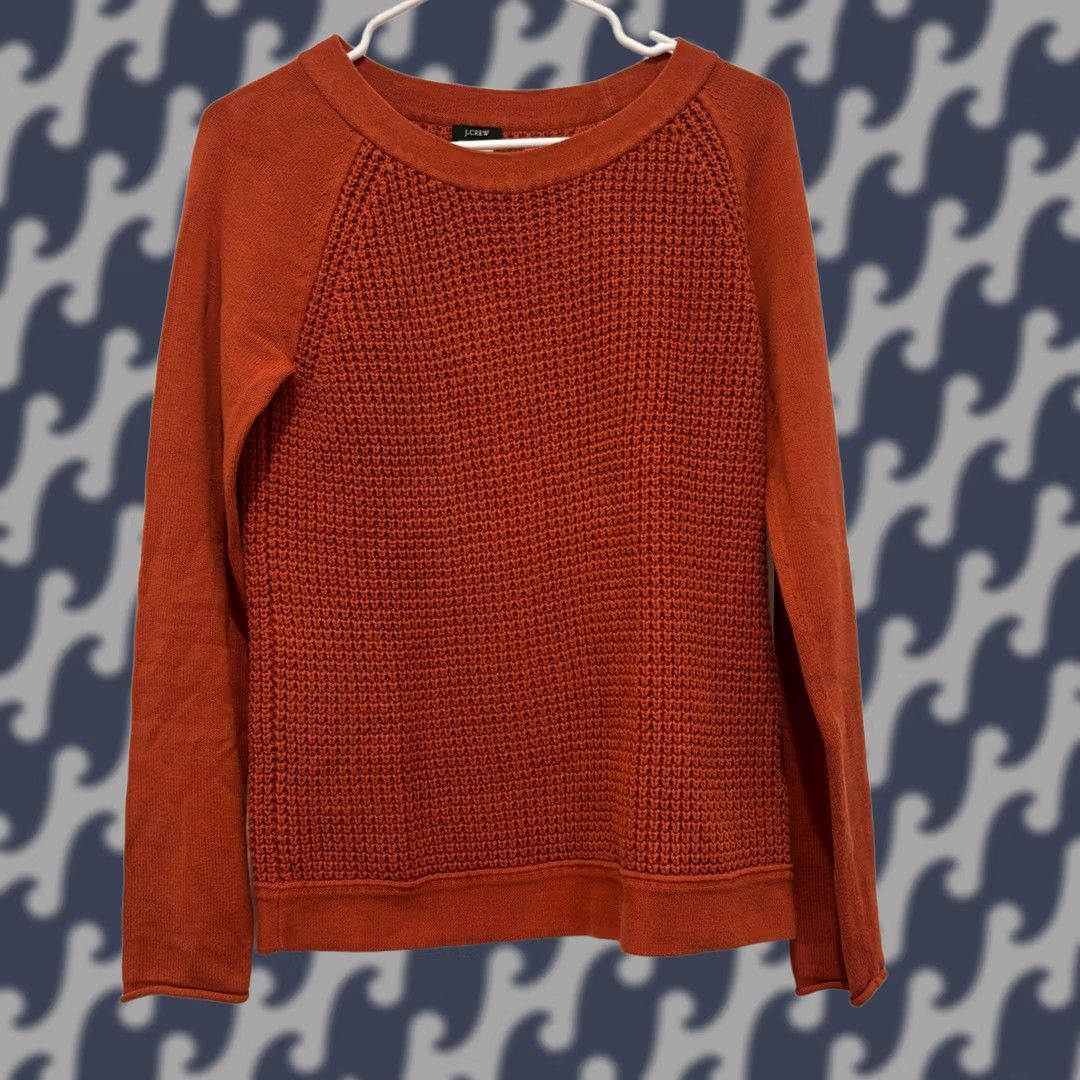 J.Crew J.Crew Womens Orange Cotton Textured Knit Raglan Sweater Small Size S / US 4 / IT 40 - 1 Thumbnail