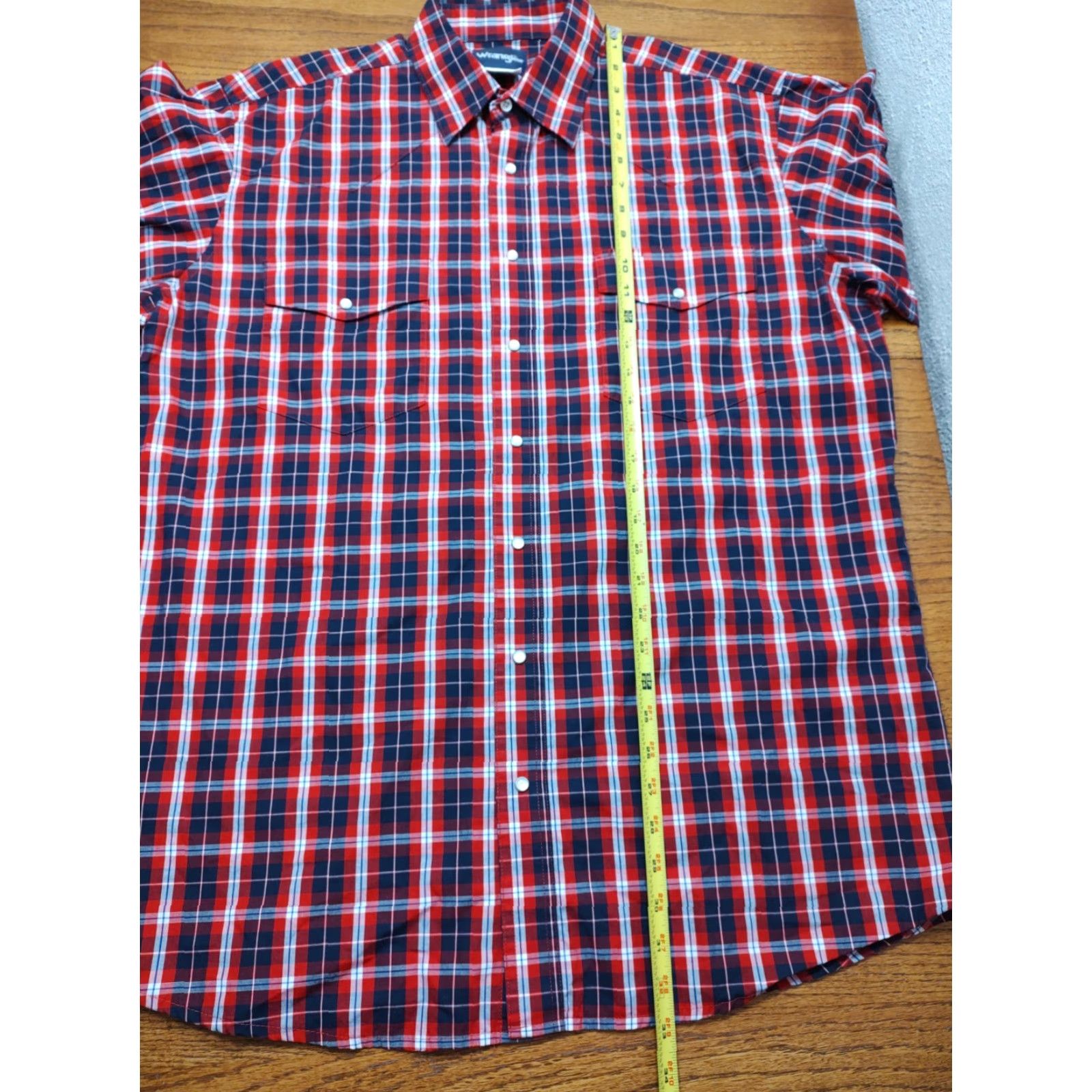 Wrangler Wrangler Western Shirt Mens XLT XL Tall Pearl Snap Red Plaid Long Sleeve Pockets Size US XL / EU 56 / 4 - 5 Thumbnail