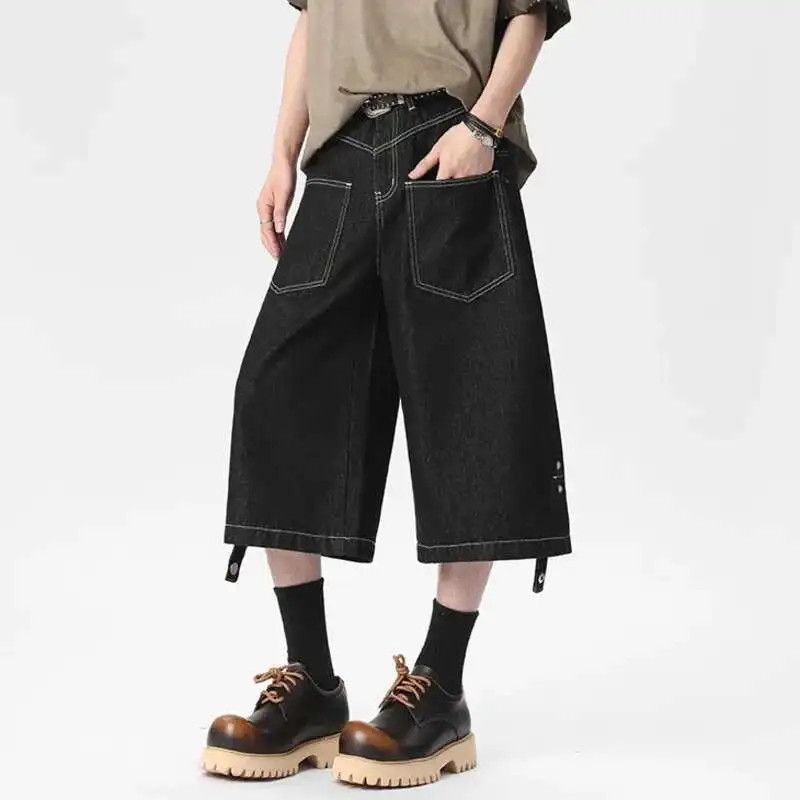 Japanese Brand × Jean Denim Shorts Straight Leg Design Buckle Size US 28 / EU 44 - 1 Thumbnail