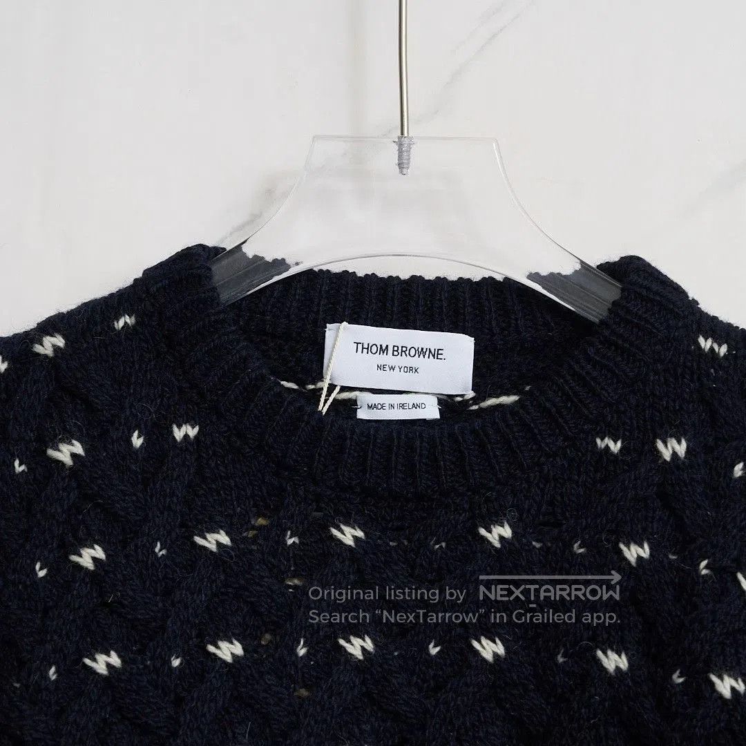 Thom Browne Thom Browne Unisex Navy Cable-Knit Sweater. Size US M / EU 48-50 / 2 - 3 Thumbnail