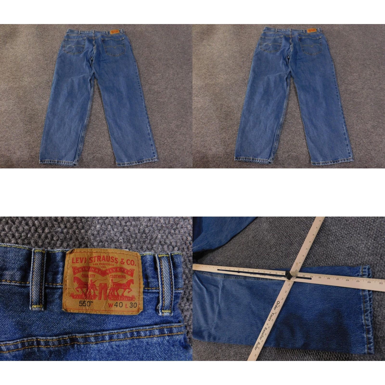 Levi's Levi's 550 Jeans Mens 40x30 Blue Relaxed Tapered Fit Denim 100% Cotton Pants Size US 40 / EU 56 - 8 Thumbnail