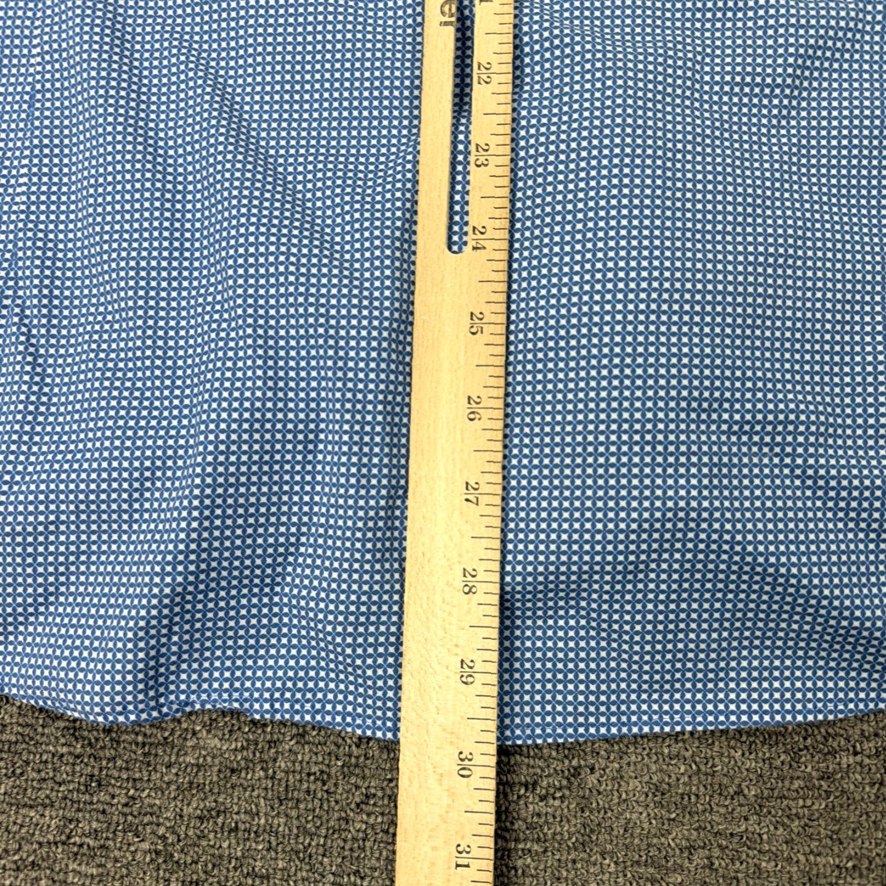Egara VINTAGE? No. Egara Shirt Mens XL Blue Geometric Non-Iron Slim Fit Stretch Dress Flip-Cuff Size 46R - 6 Thumbnail