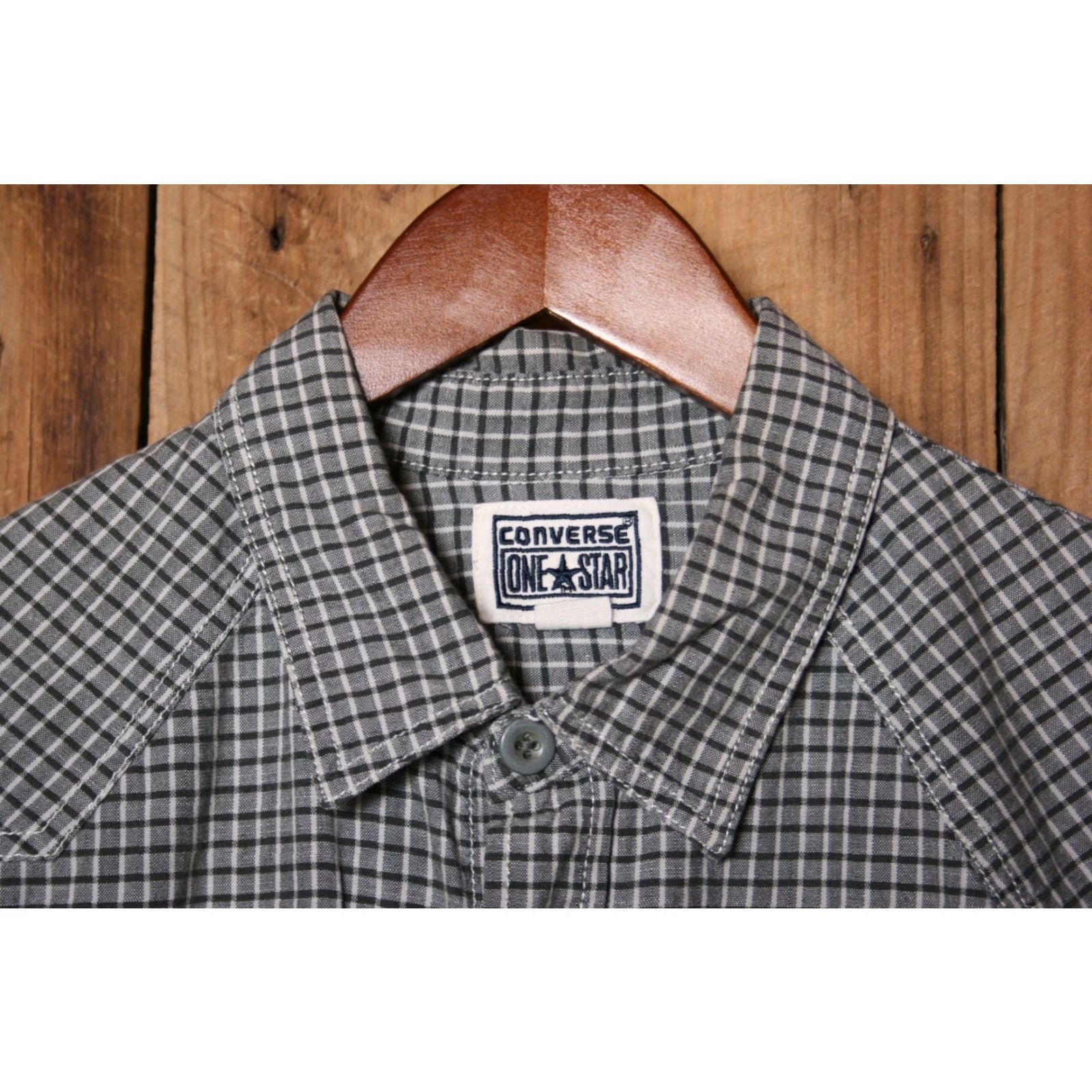 Converse VINTAGE CONVERSE One Star Plaid Shirt L/Black & White Check Button Front Long Sleeve Mens Shirt Size US L / EU 52-54 / 3 - 2 Thumbnail
