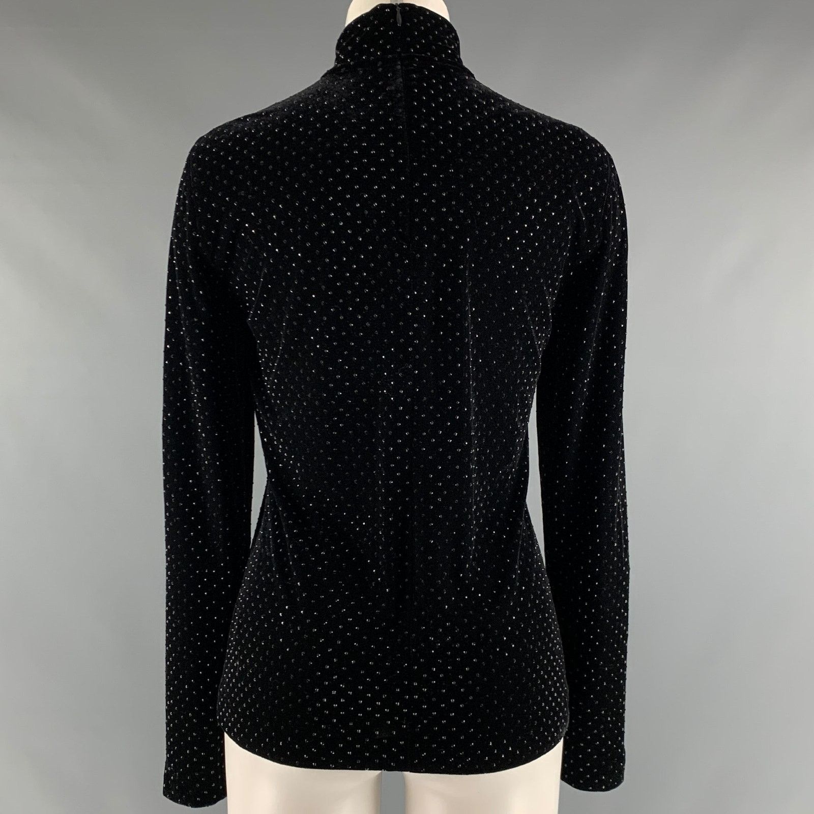 Akris AKRIS Size 8 Black Polyester Beaded Turtleneck Dress Top Size M / US 6-8 / IT 42-44 - 4 Thumbnail