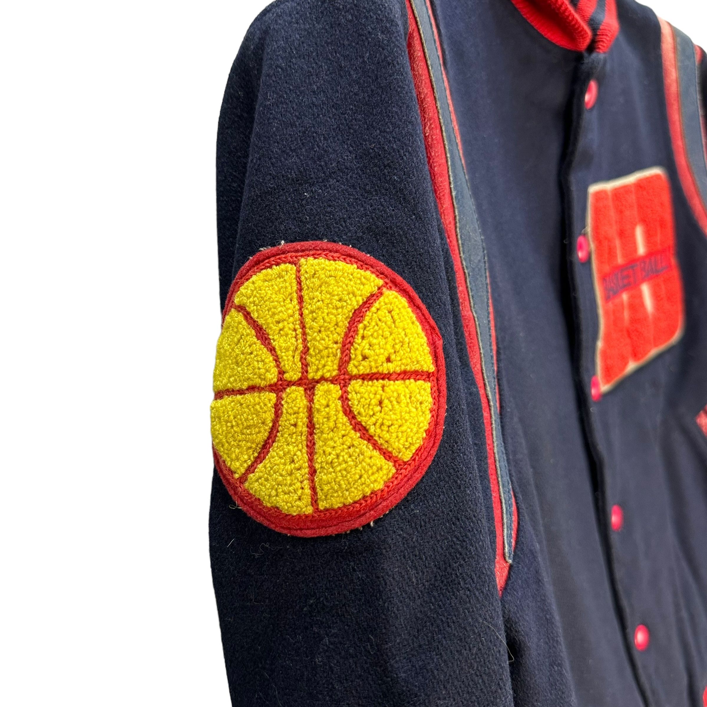 Japanese Brand Village Stone Basket Ball Logo Varsity Jacket #A31-0704 Size US M / EU 48-50 / 2 - 7 Thumbnail