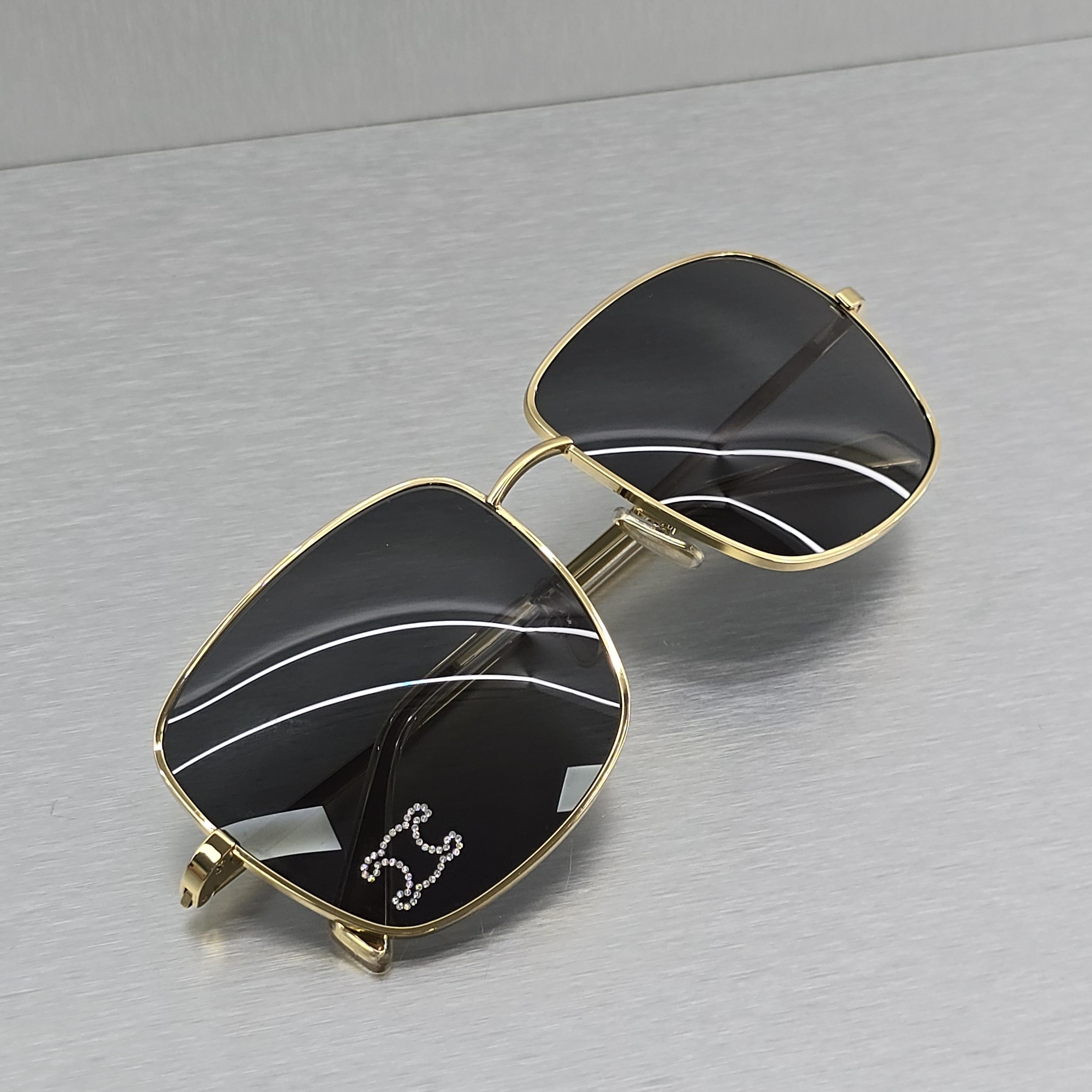 Celine CELINE Triomphe Rhinestone 01 In Metal Crystals GOLD/SMOKE Size ONE SIZE - 2 Thumbnail