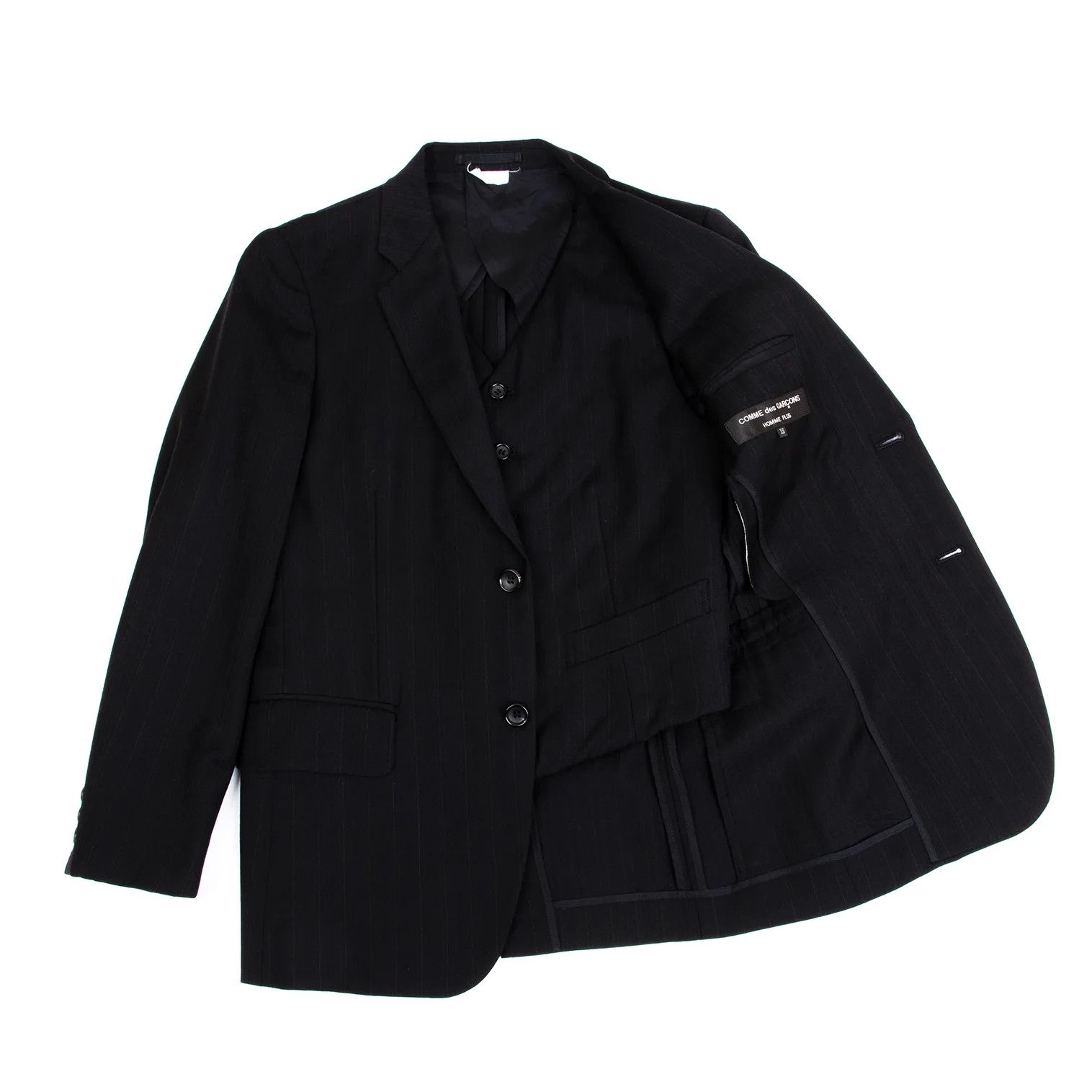 Comme des Garcons Homme Plus Layered Stripe Jacket in Black and Red, Size XS Size US XS / EU 42 / 0 - 1 Thumbnail