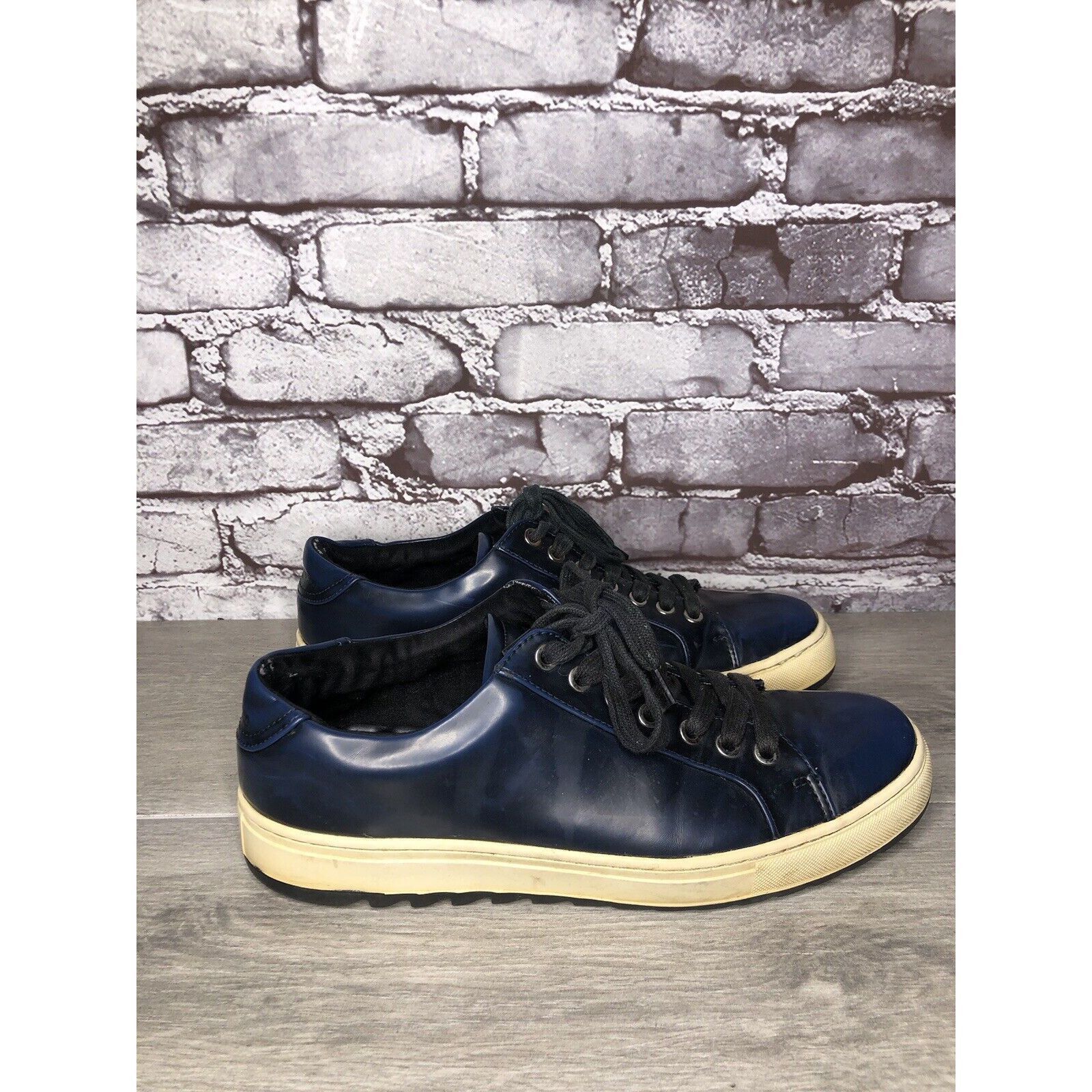 Karl Lagerfeld KARL LAGERFELD Navy Blue Patent Leather Lace Up Sneakers Sho Size US 9 / EU 42 - 9 Thumbnail