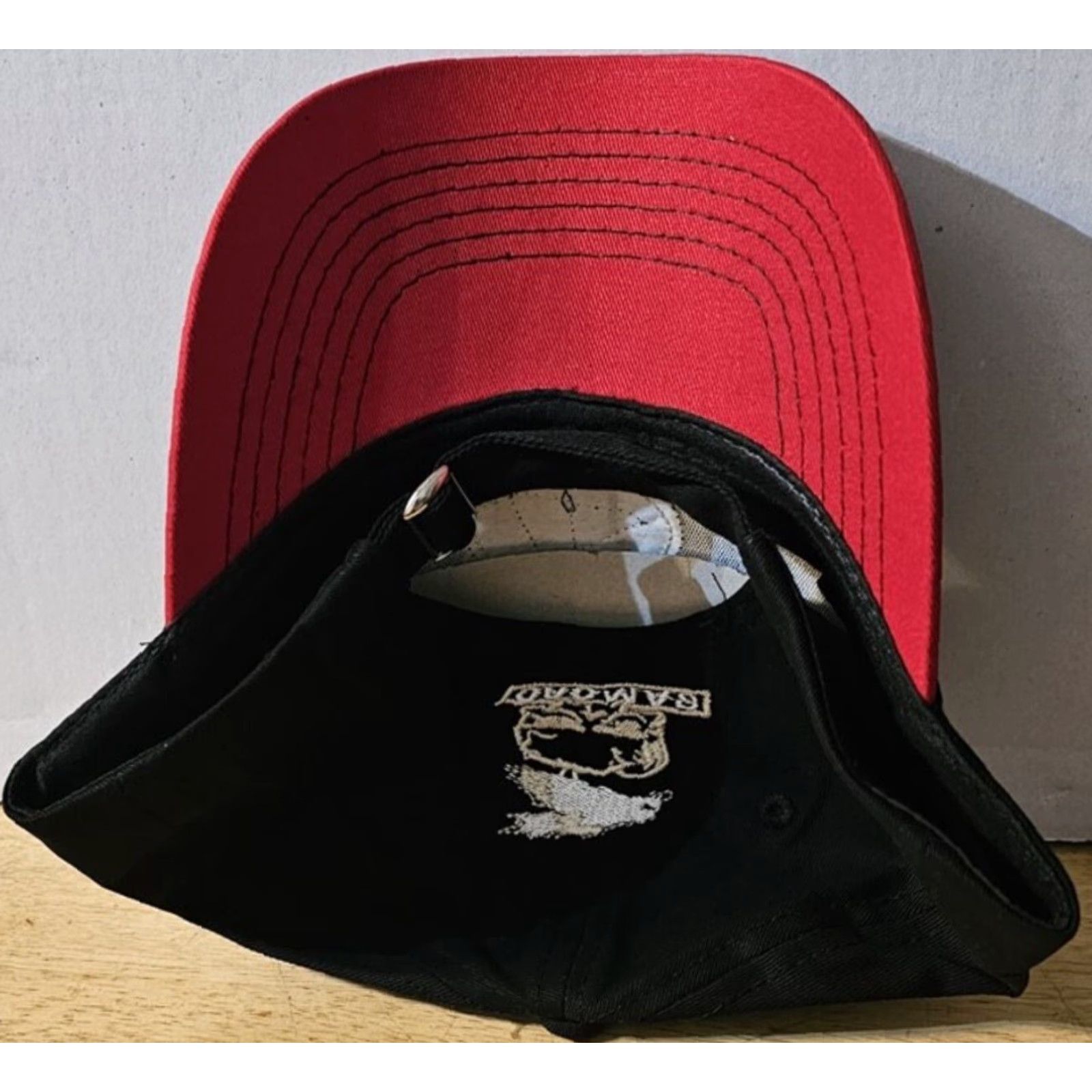 Vintage SAMCRO SONS OF ANARCHY GRIM REAPER BIKER ADJUSTABLE BASEBALL CAP ( BLACK & RED ) Size ONE SIZE - 3 Thumbnail